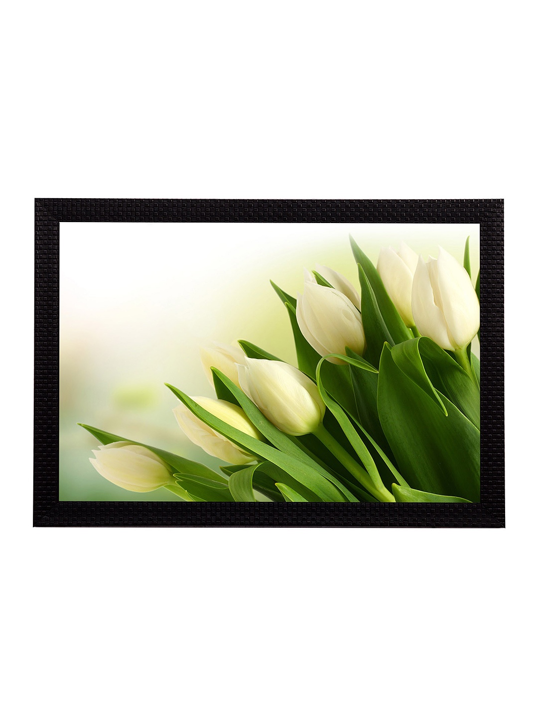 

eCraftIndia White & Green Flower UV Wall Art