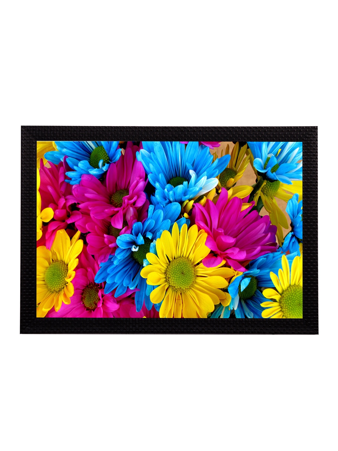 

eCraftIndia Blue & Yellow Floral UV Wall Art