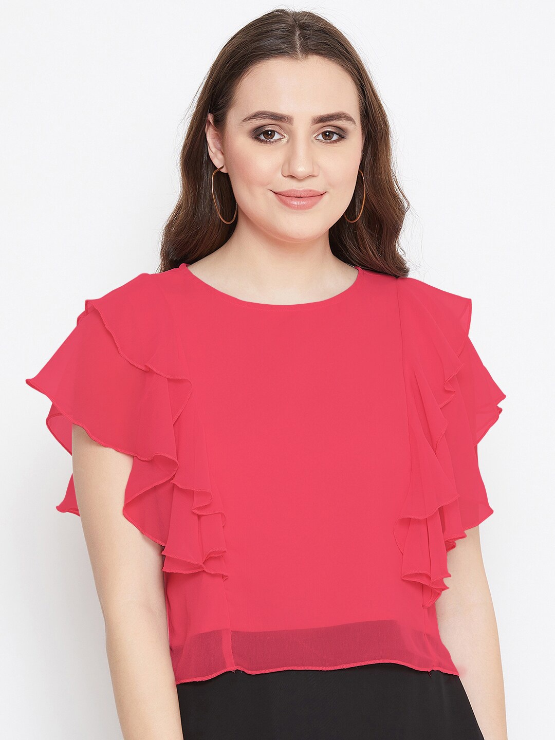 

Bitterlime Fuchsia Ruffles Top