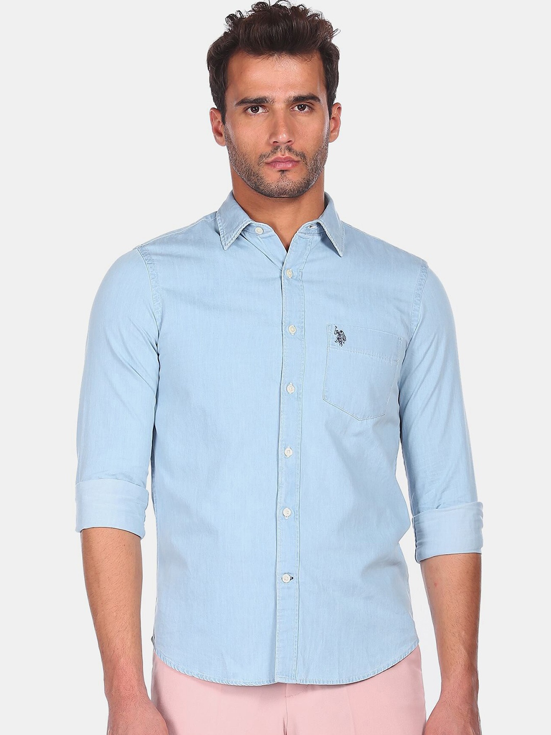 

U S Polo Assn Men Blue Casual Shirt