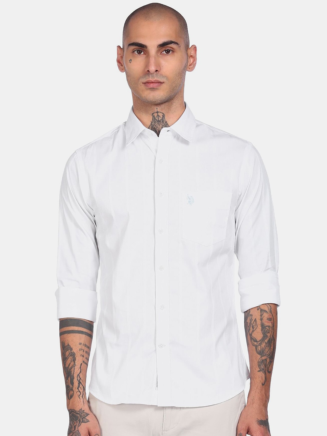

U S Polo Assn Men White Opaque Casual Shirt