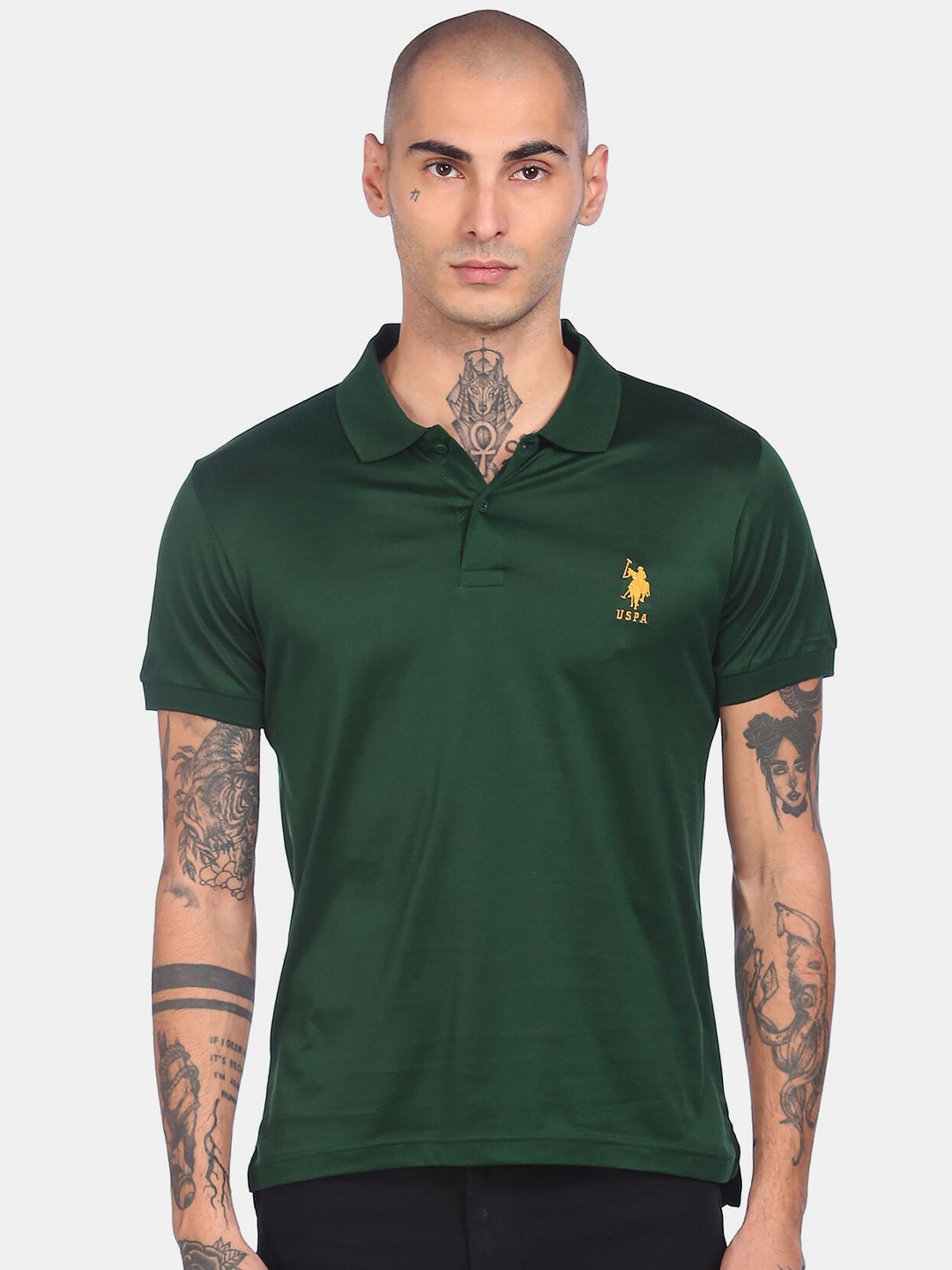 

U.S. Polo Assn. Men Green Polo Collar T-shirt
