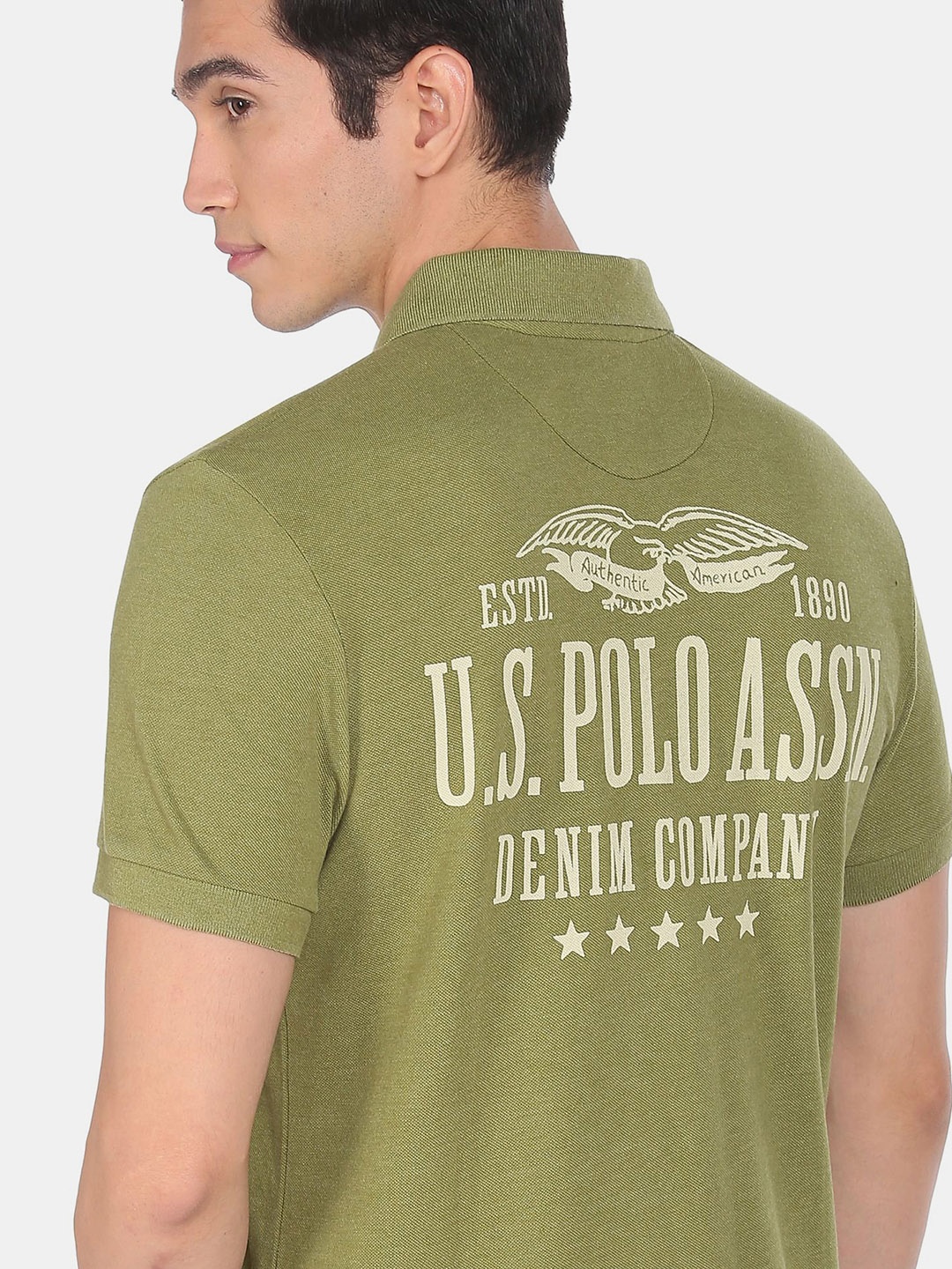 

U.S. Polo Assn. Denim Co. Men Green Polo Collar T-shirt
