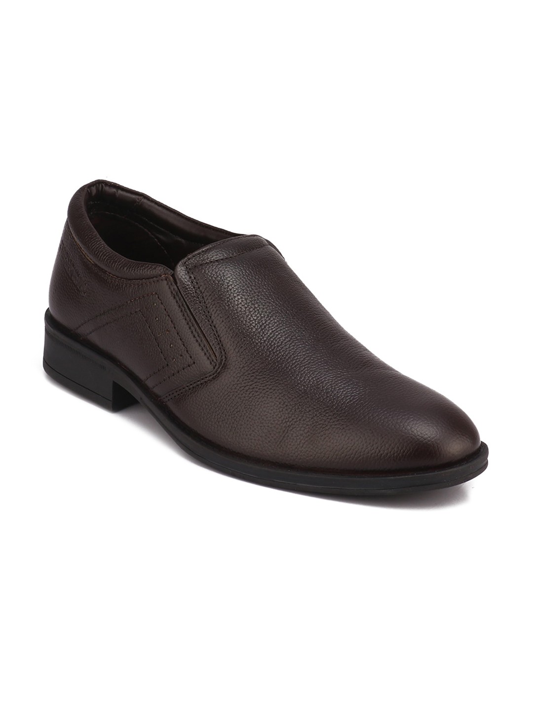 

Red Chief Men Brown Solid Leather Formal Slip-Ons