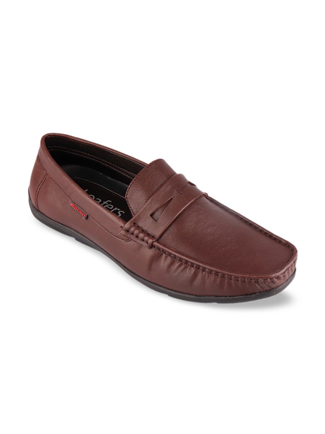 

Red Chief Men Brown Solid Leather Formal Loafers