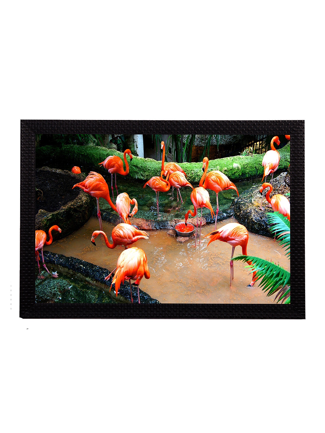 

eCraftIndia Multicoloured Flamingos UV Wall Art, Multi