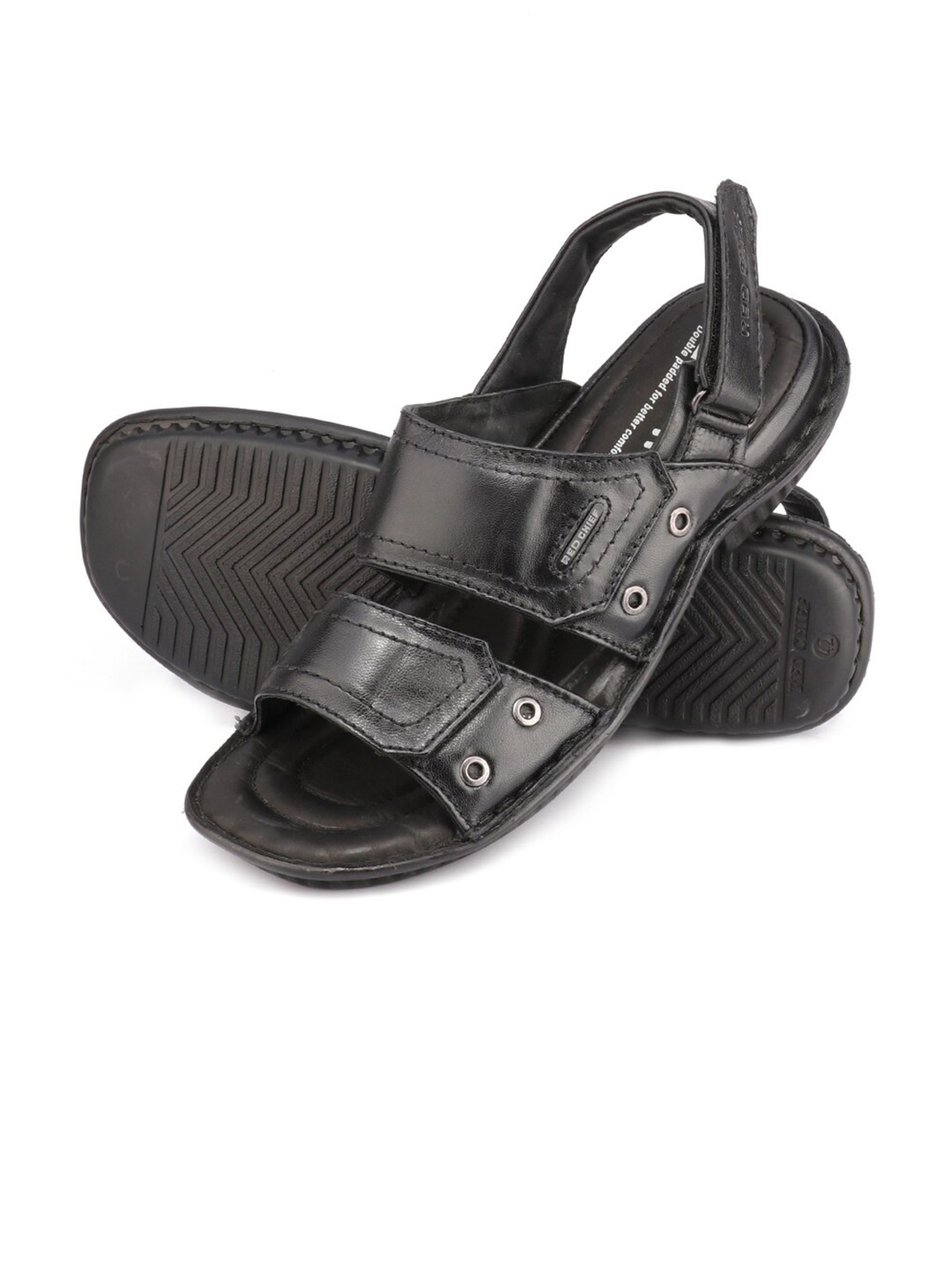 

Red Chief Men Black Leather Comfort Sandals