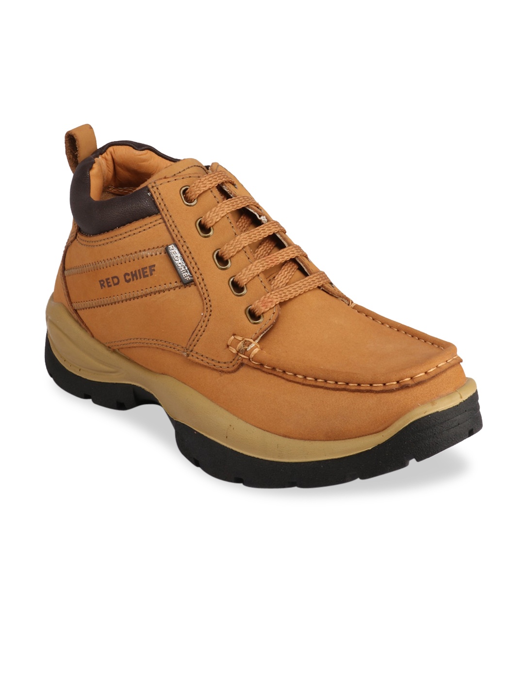 

Red Chief Men Brown Leather Flat Boots