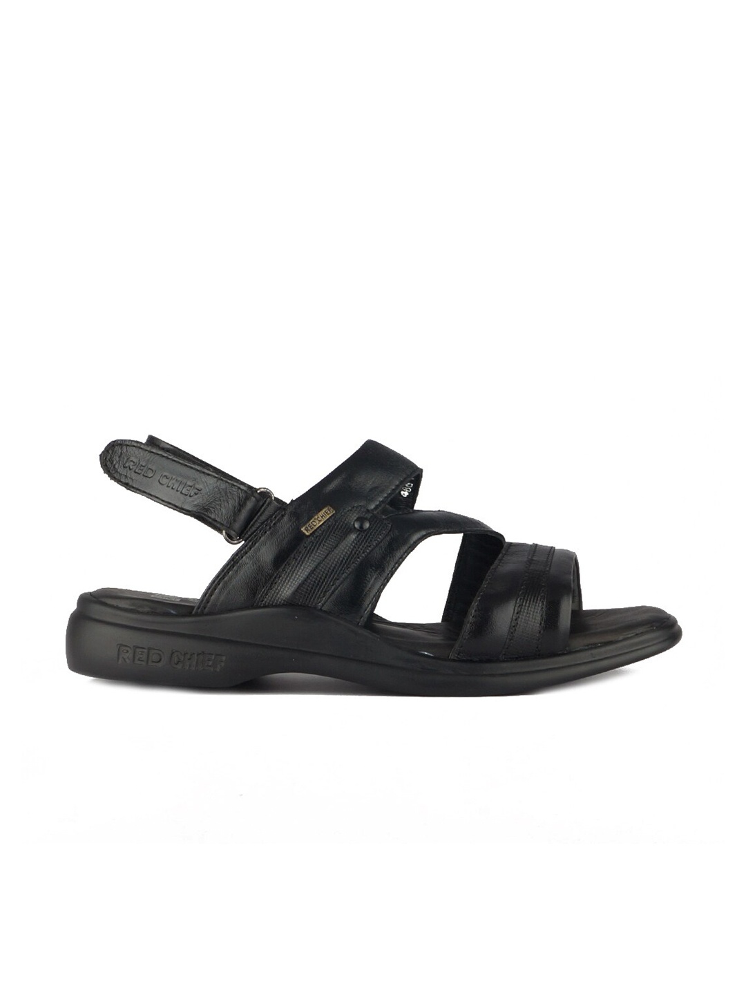 

Red Chief Men Black Leather Comfort Sandals