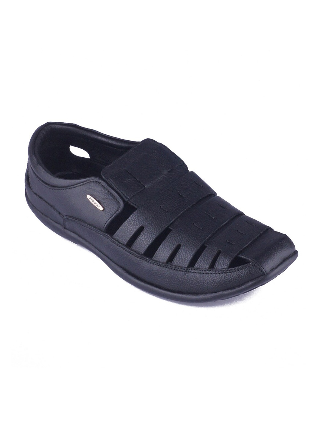 

Red Chief Men Black Leather Shoe-Style Sandals