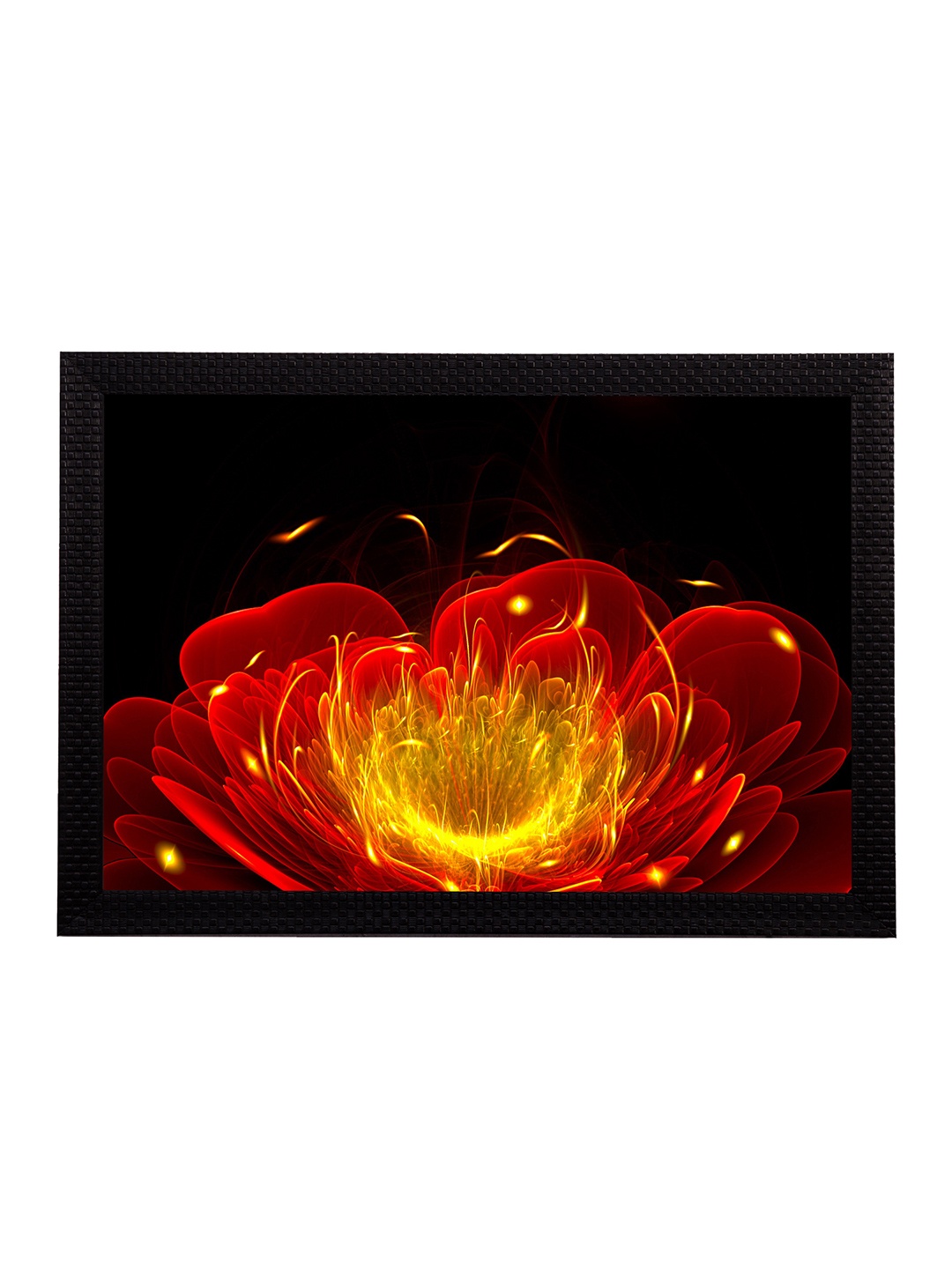 

eCraftIndia Black & Red Floral UV Wall Art