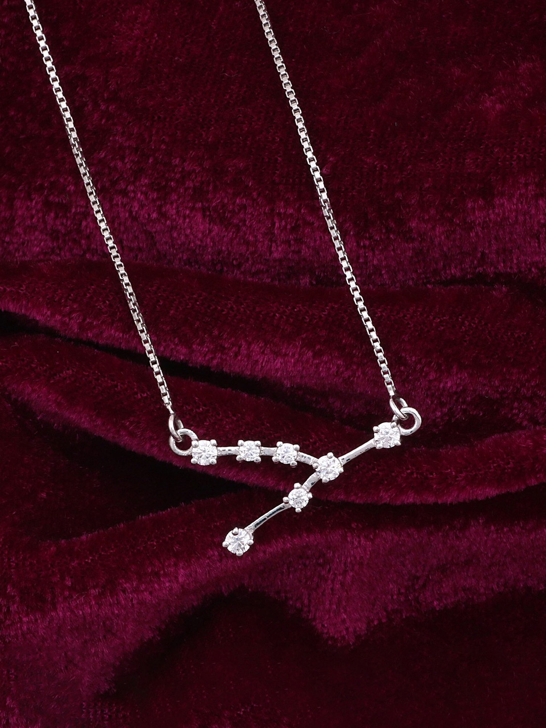 

Silgo Women White Rhodium-Plated Taurus Constellation Sign Necklace