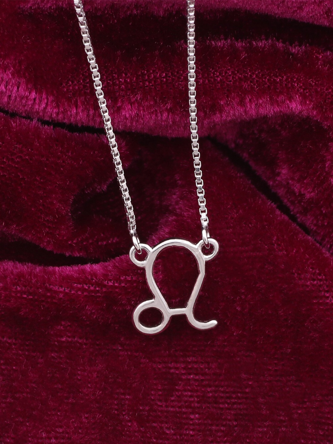 

Silgo Silver-Toned Leo Zodiac Sign Silver Rhodium-Plated Necklace