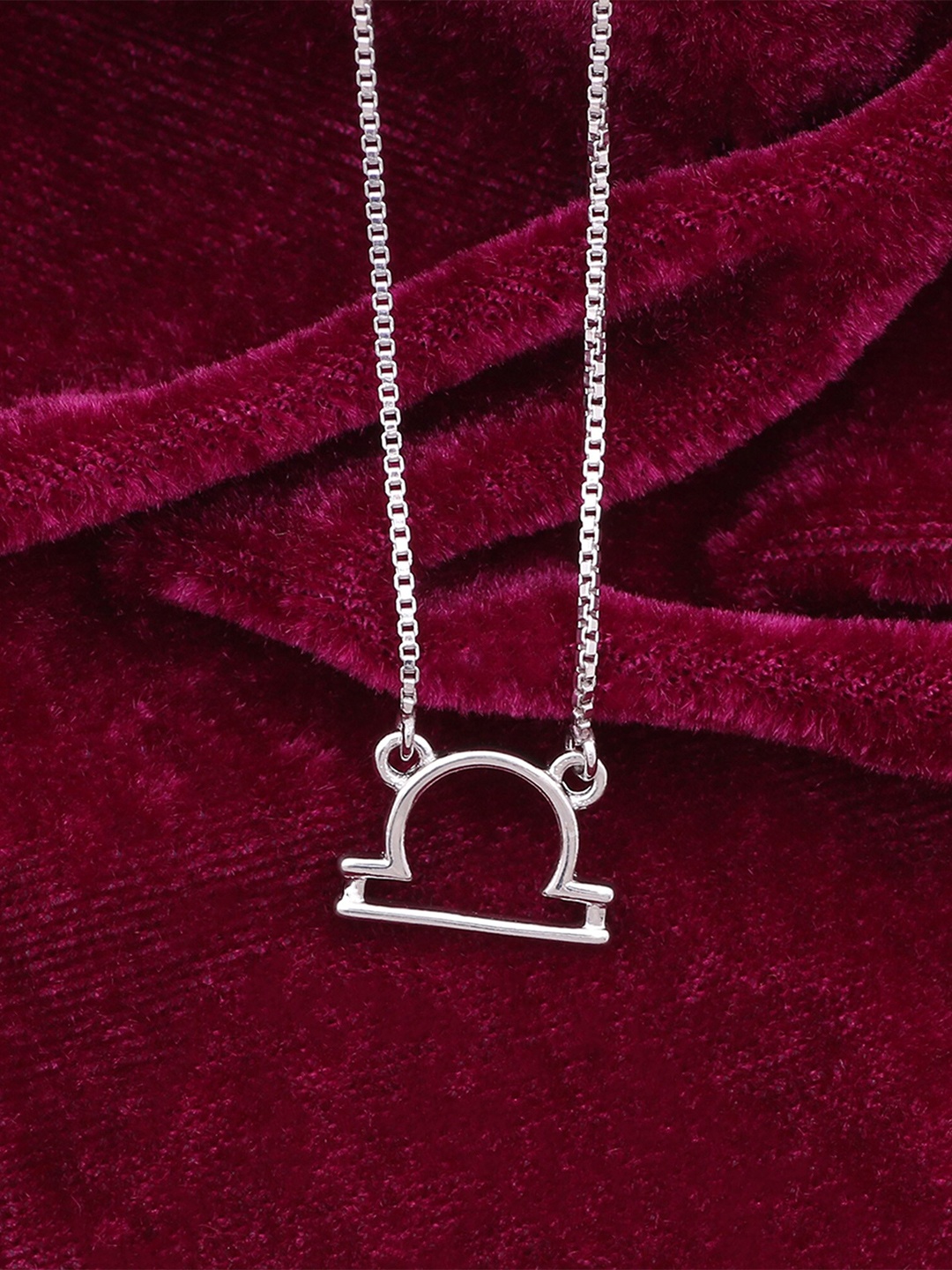 

Silgo Silver-Toned 925 Silver Rhodium-Plated Libra Necklace