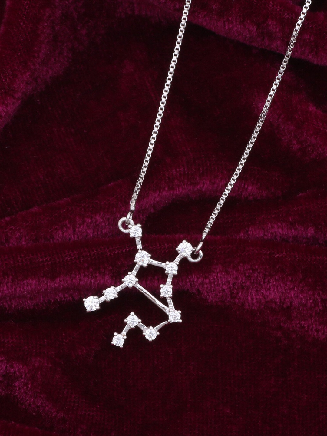 

Silgo Silver-Toned & White Silver Rhodium-Plated Necklace