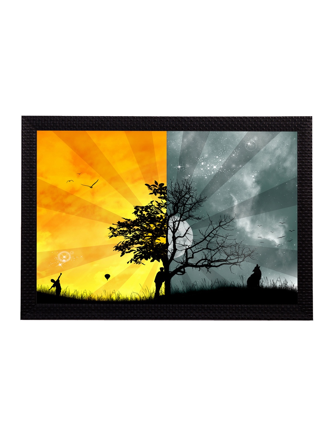 

eCraftIndia Multicoloured Dual Shades Tree UV Wall Art, Multi