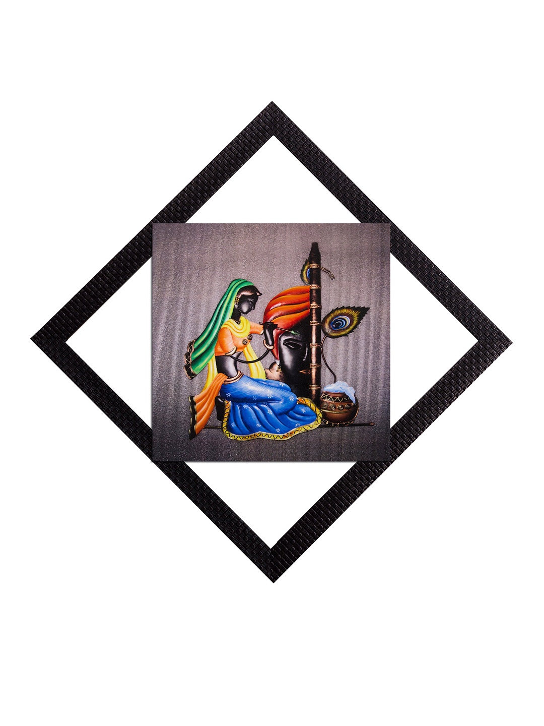 

eCraftIndia Multicoloured Women with Instrument UV Wall Art, Multi