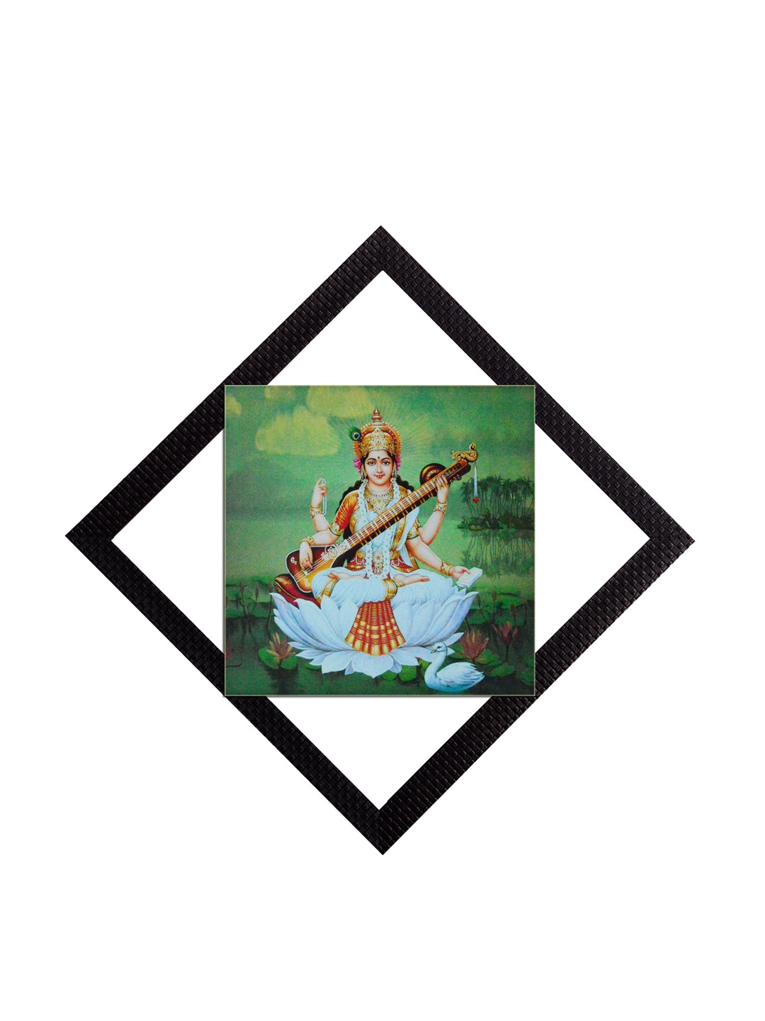 

eCraftIndia Multicoloured Goddess Saraswati UV Wall Art, Multi