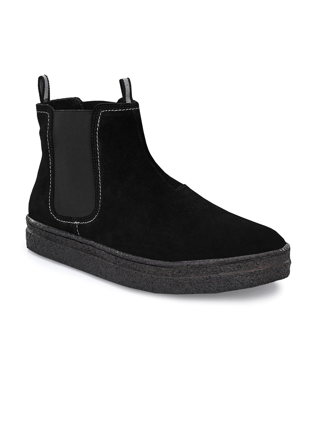 

CARLO ROMANO Men Black Leather Flat Boots