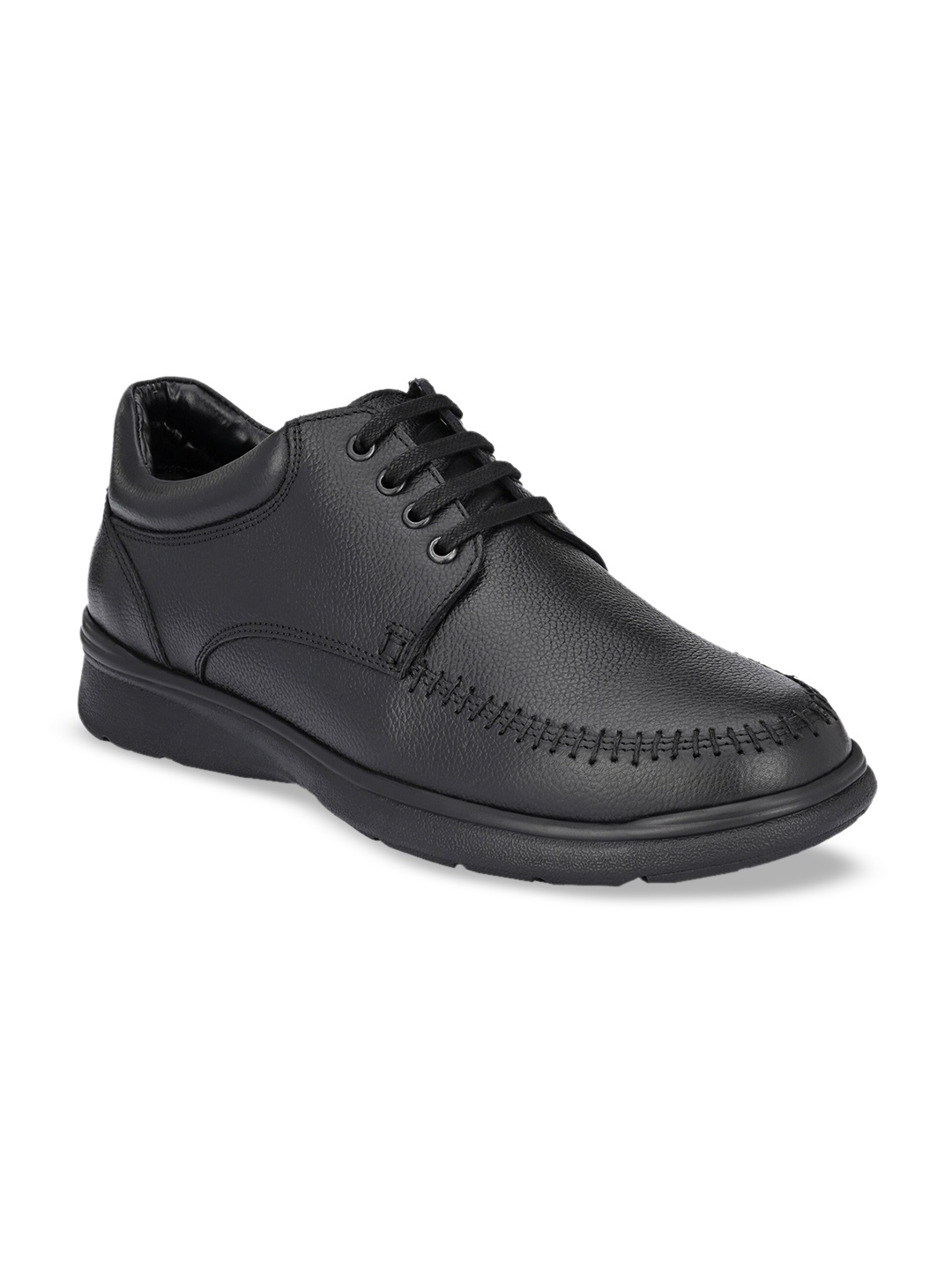 

CARLO ROMANO Men Black Textured Leather Derbys