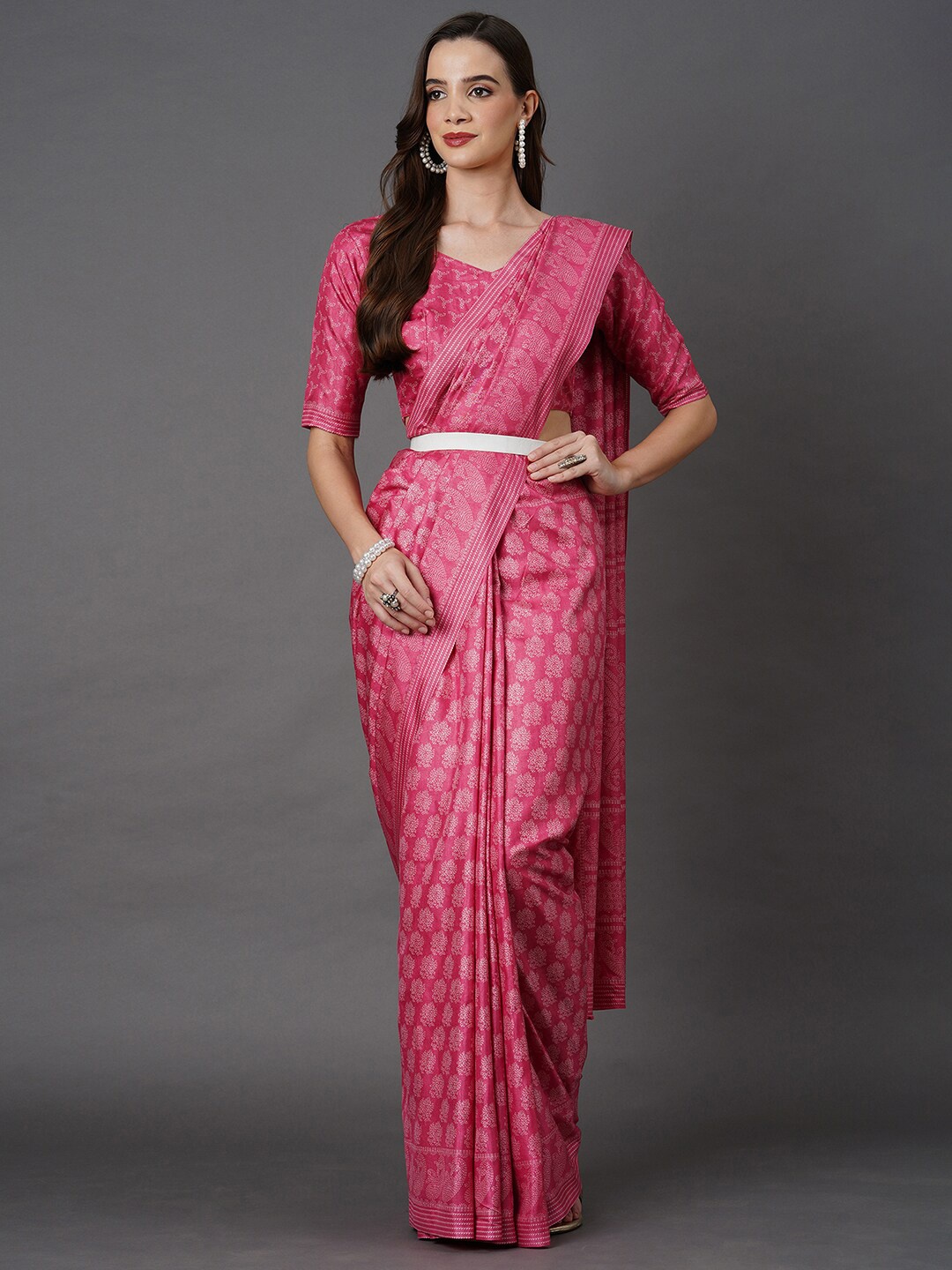 

Mitera Pink Paisley Art Silk Saree