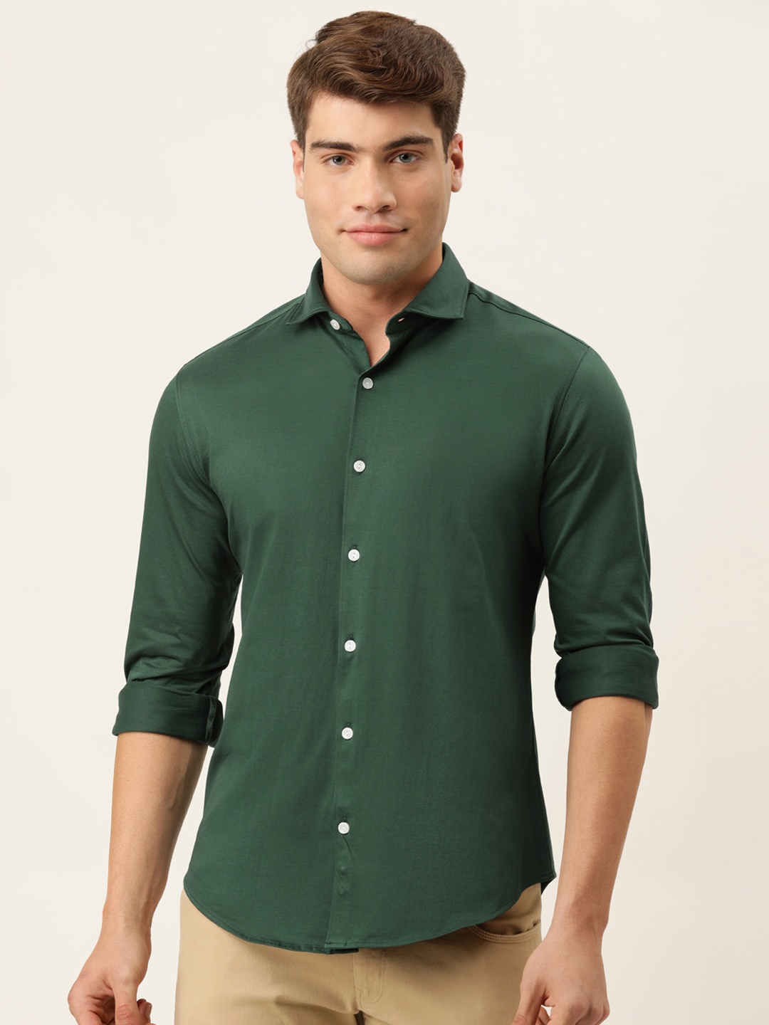 

Peter England Men Green Slim Fit Formal Shirt