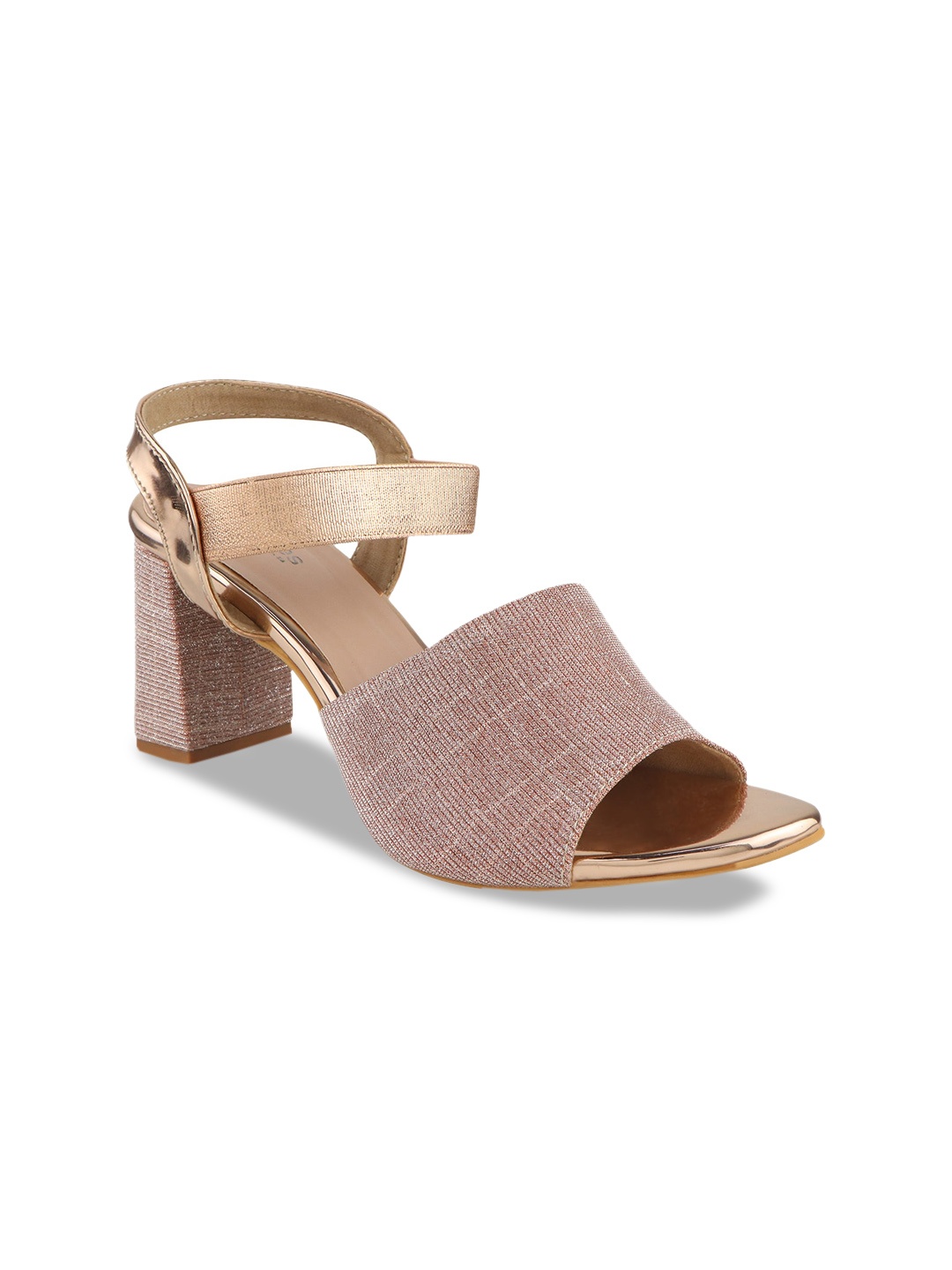 

Stelatoes Champagne Embellished Party Block Heels Sandals