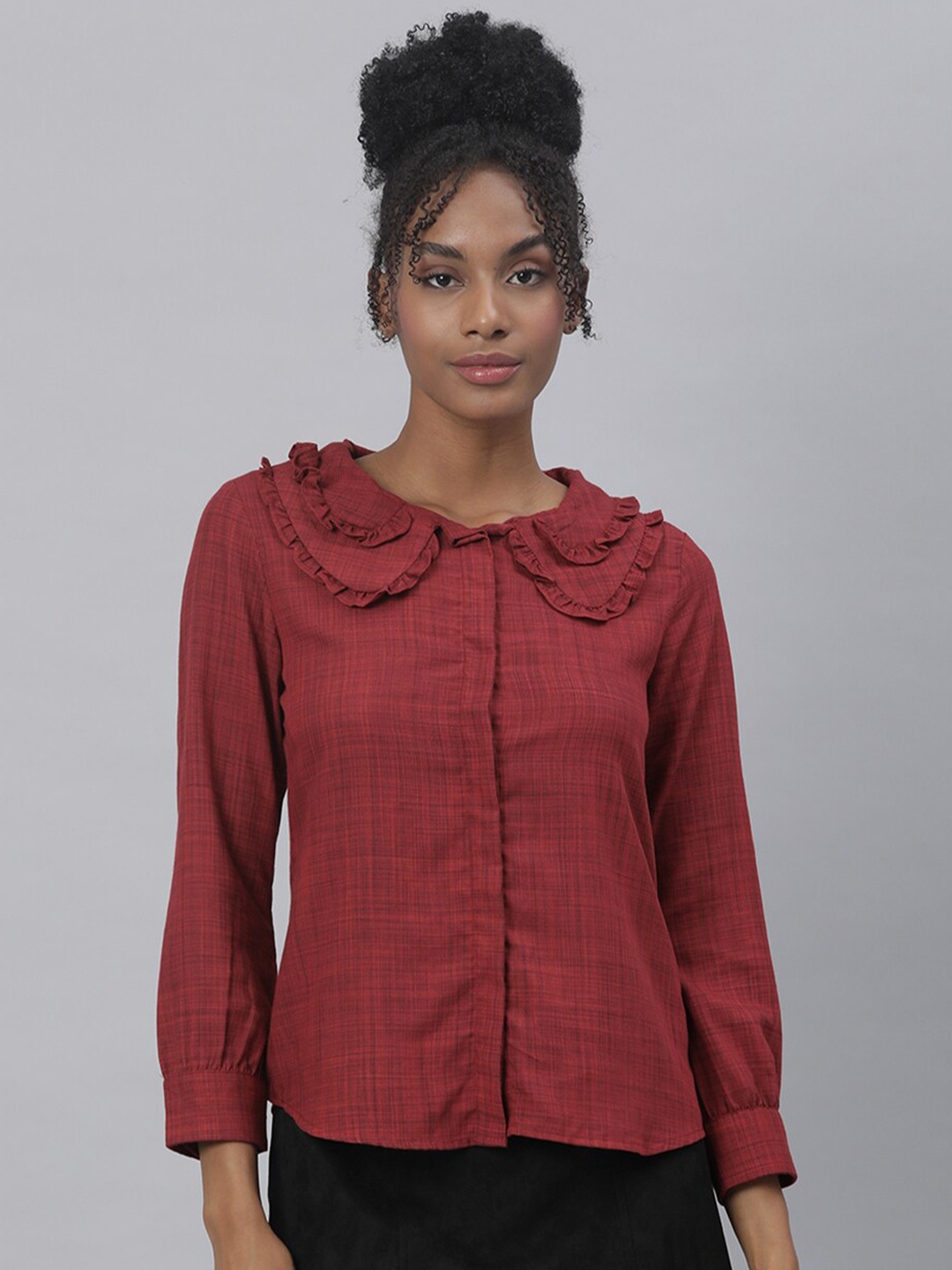 

RAREISM Red Peter Pan Collar Shirt Style Top