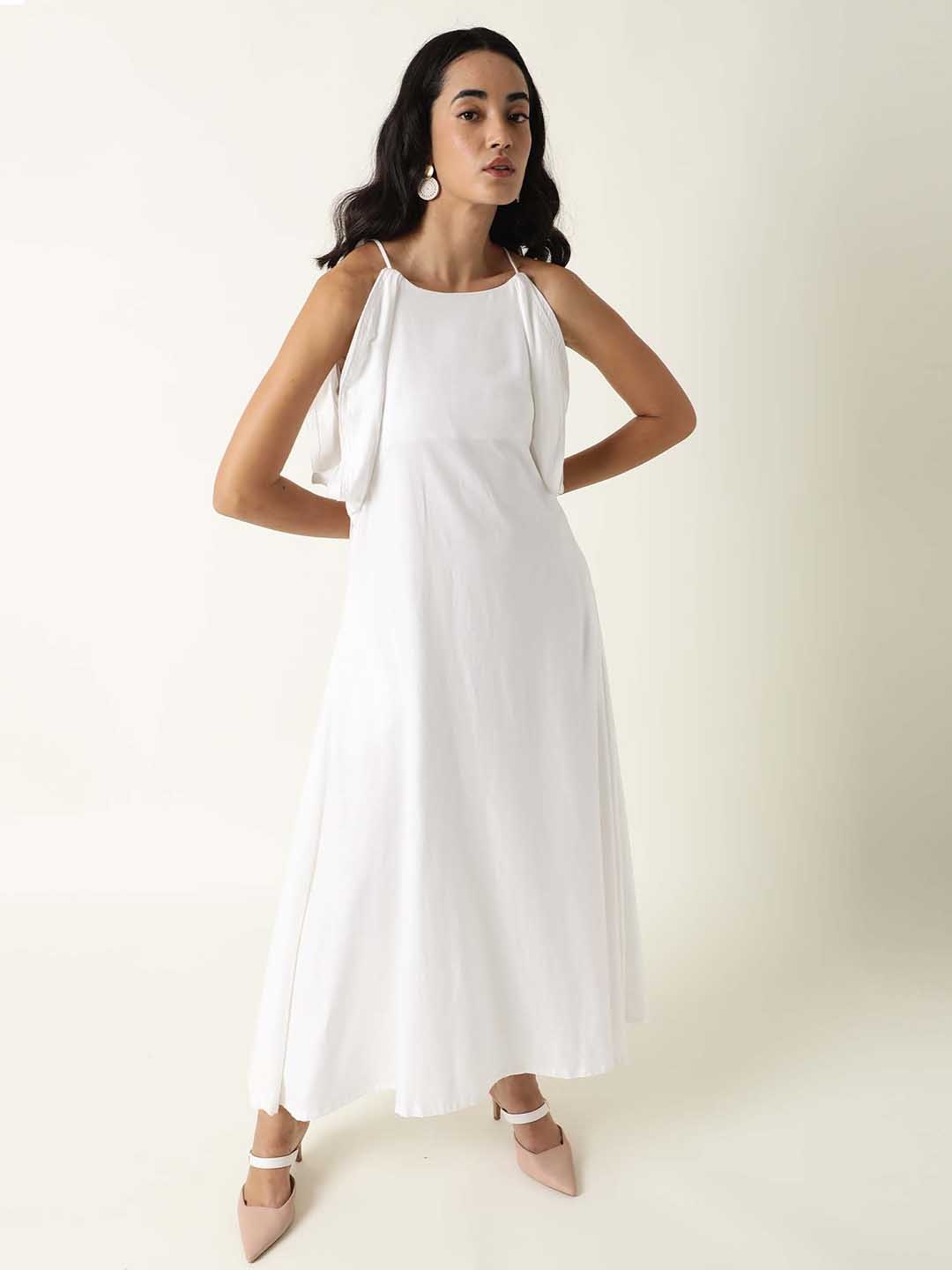 

RAREISM White A-Line Midi Dress