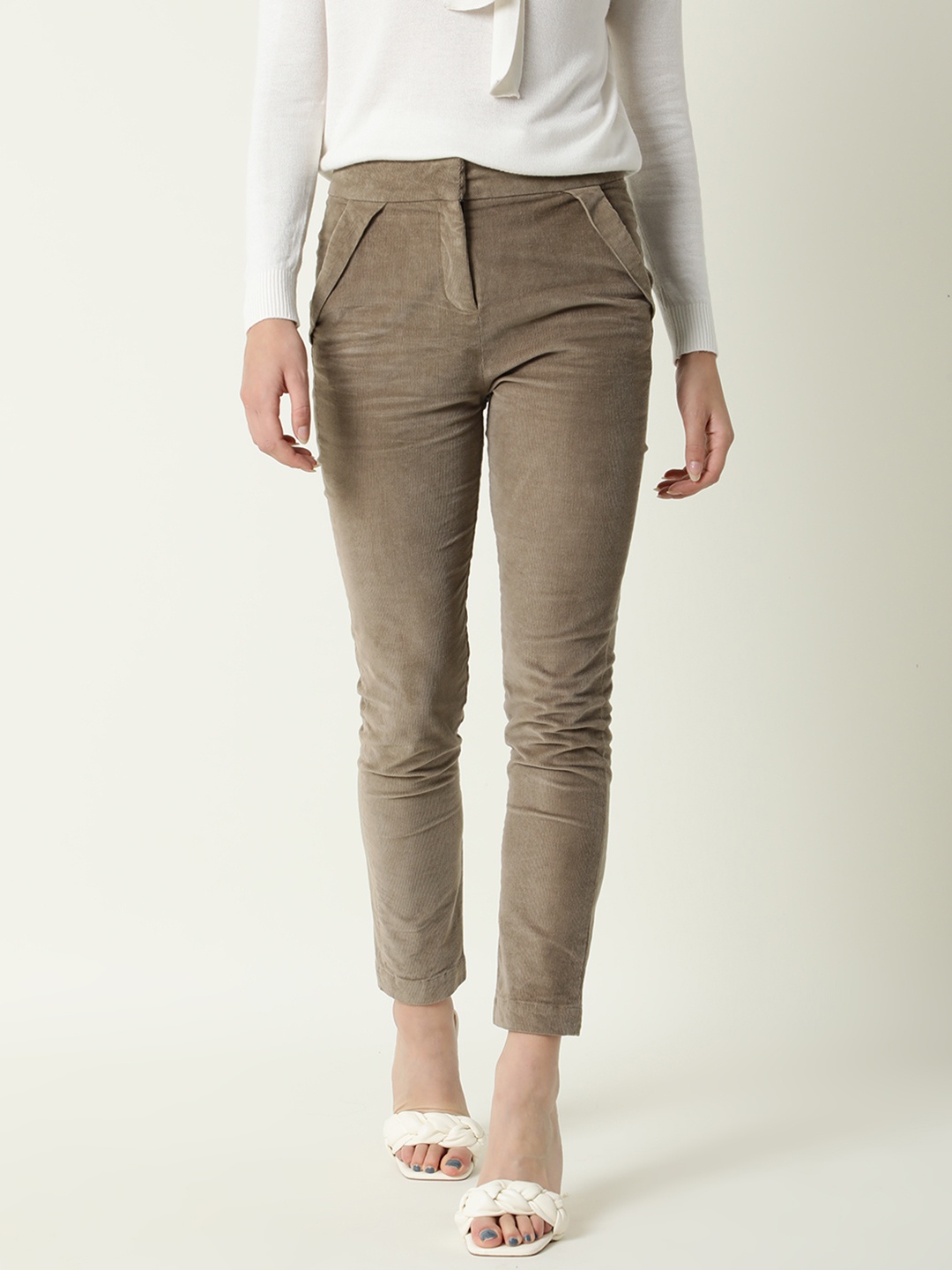 

RAREISM Women Beige Slim Fit Trousers