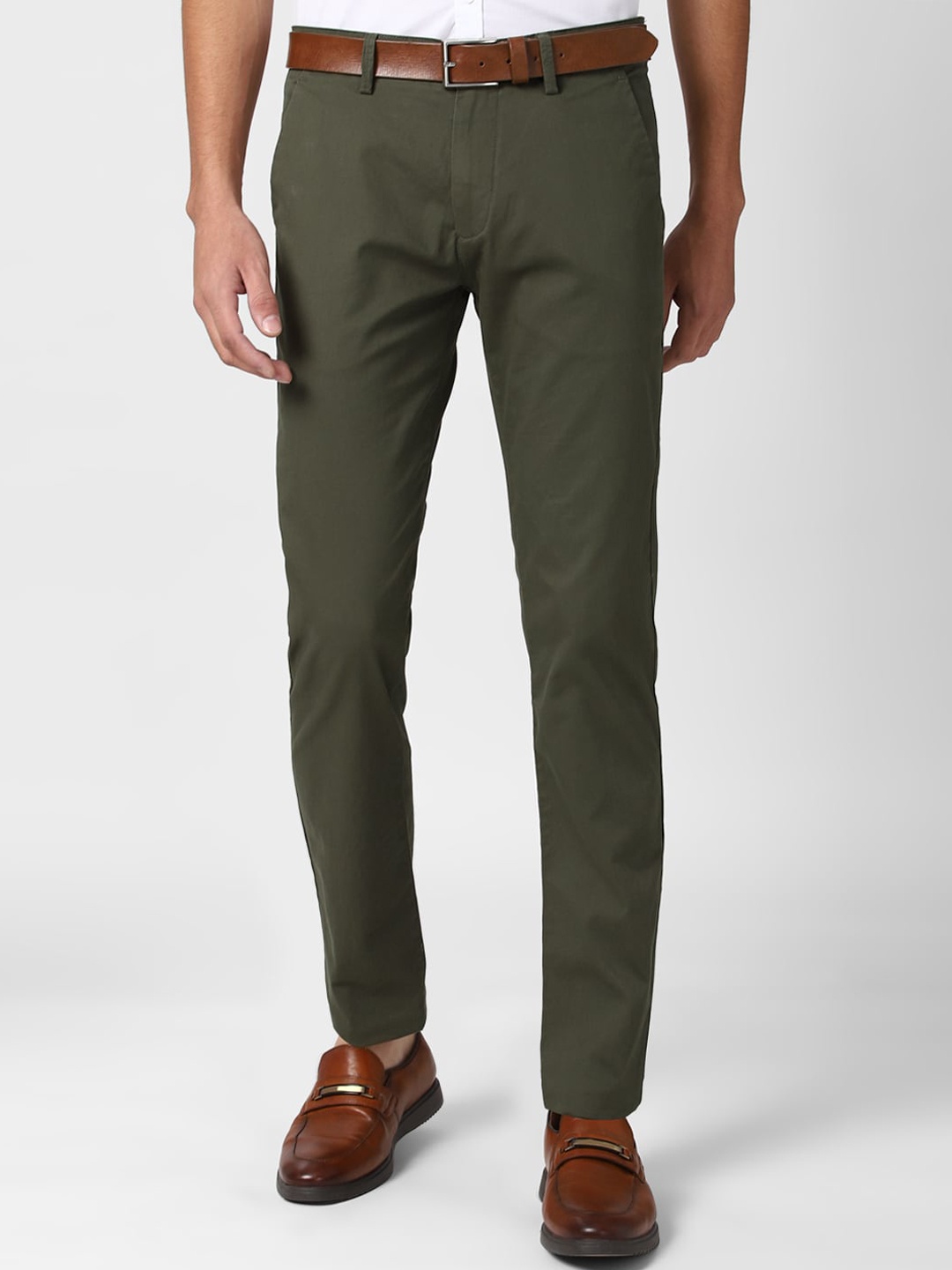 

Peter England Casuals Men Olive Green Slim Fit Trousers