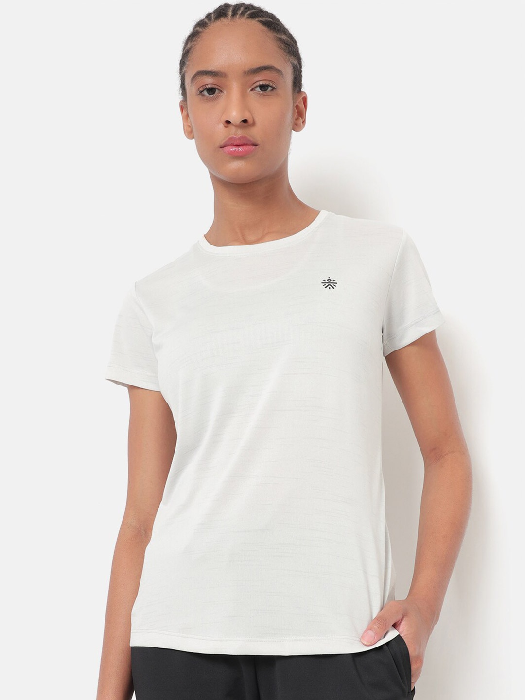 

Cultsport Women Grey & vaporous gray Applique T-shirt