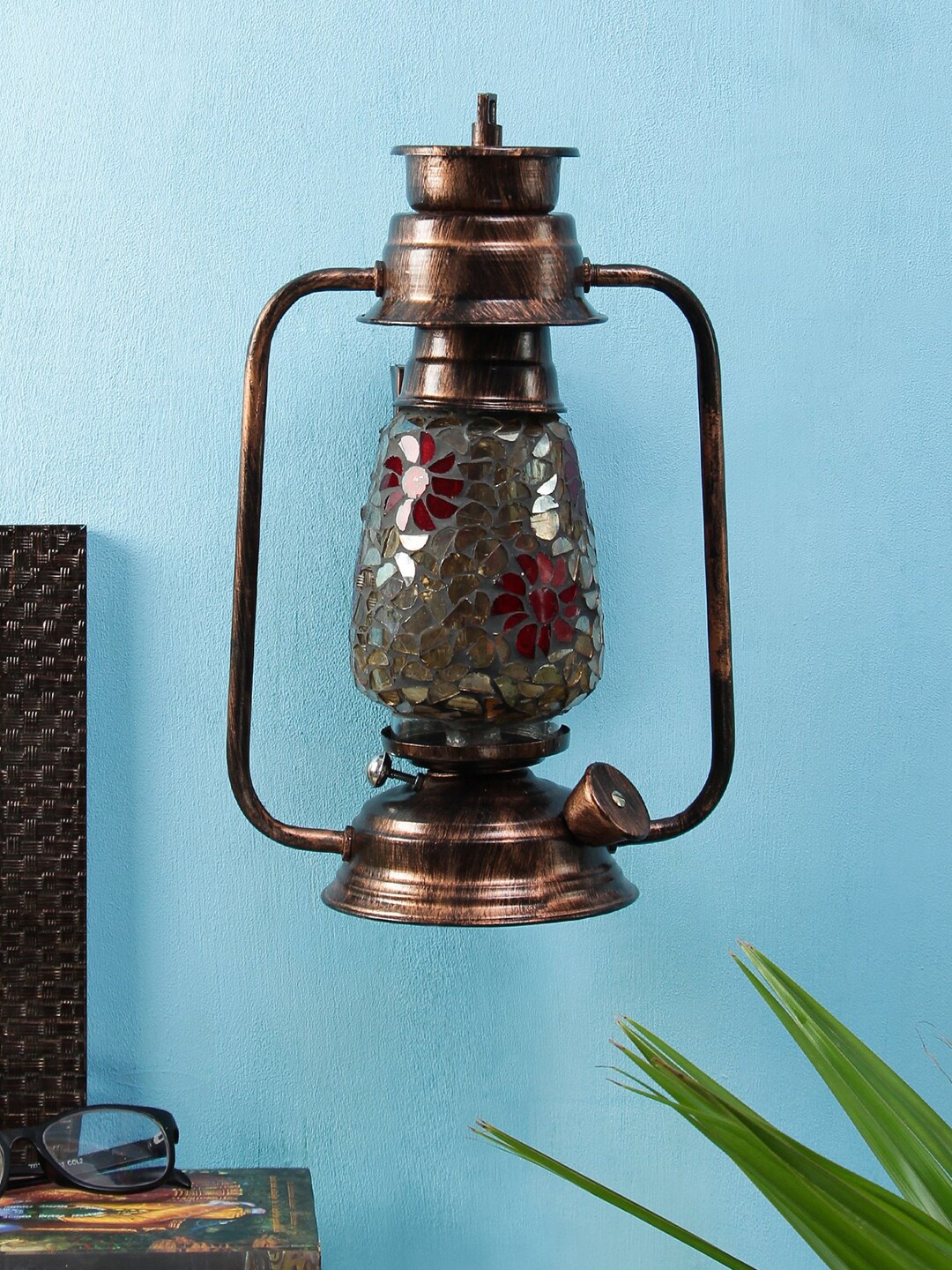 

Devansh Multicolor Mosaic Glass Wall Mounted Lantern, Multi