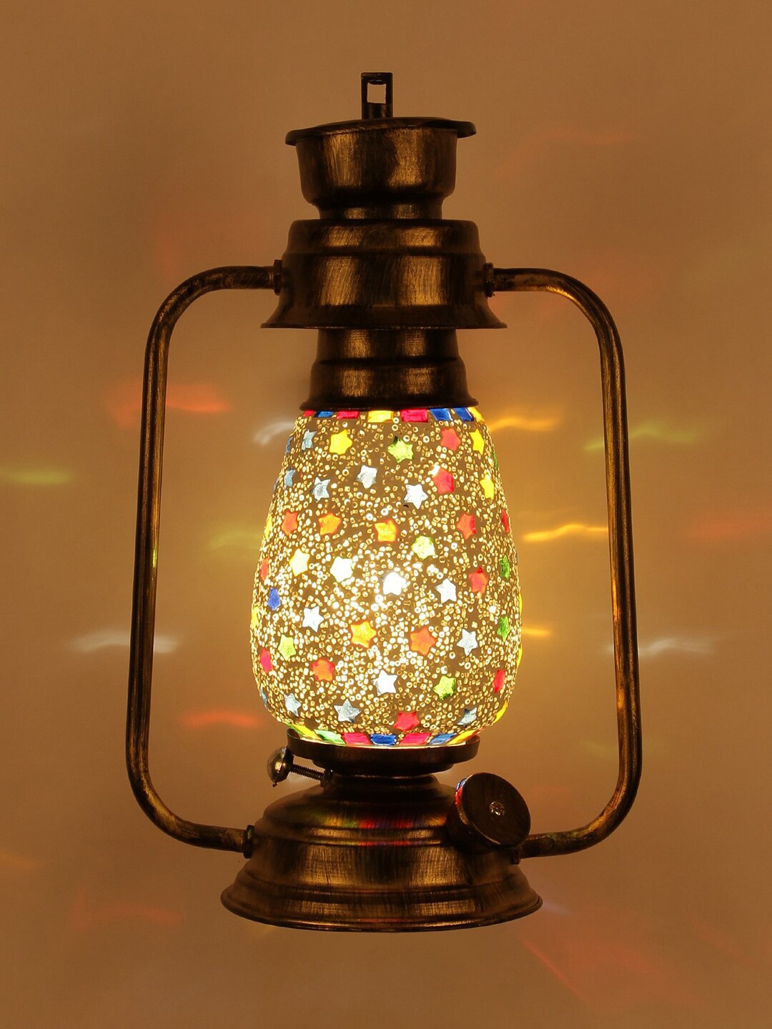 

Devansh Gold Toned Antique Mosaic Glass Wall Mounted Lantern