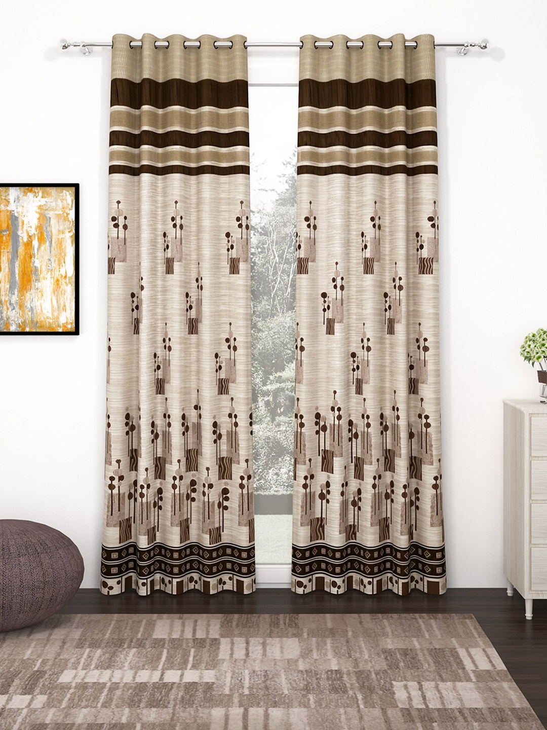 

Story@home Brown & Beige Set of 2 Long Door Curtain