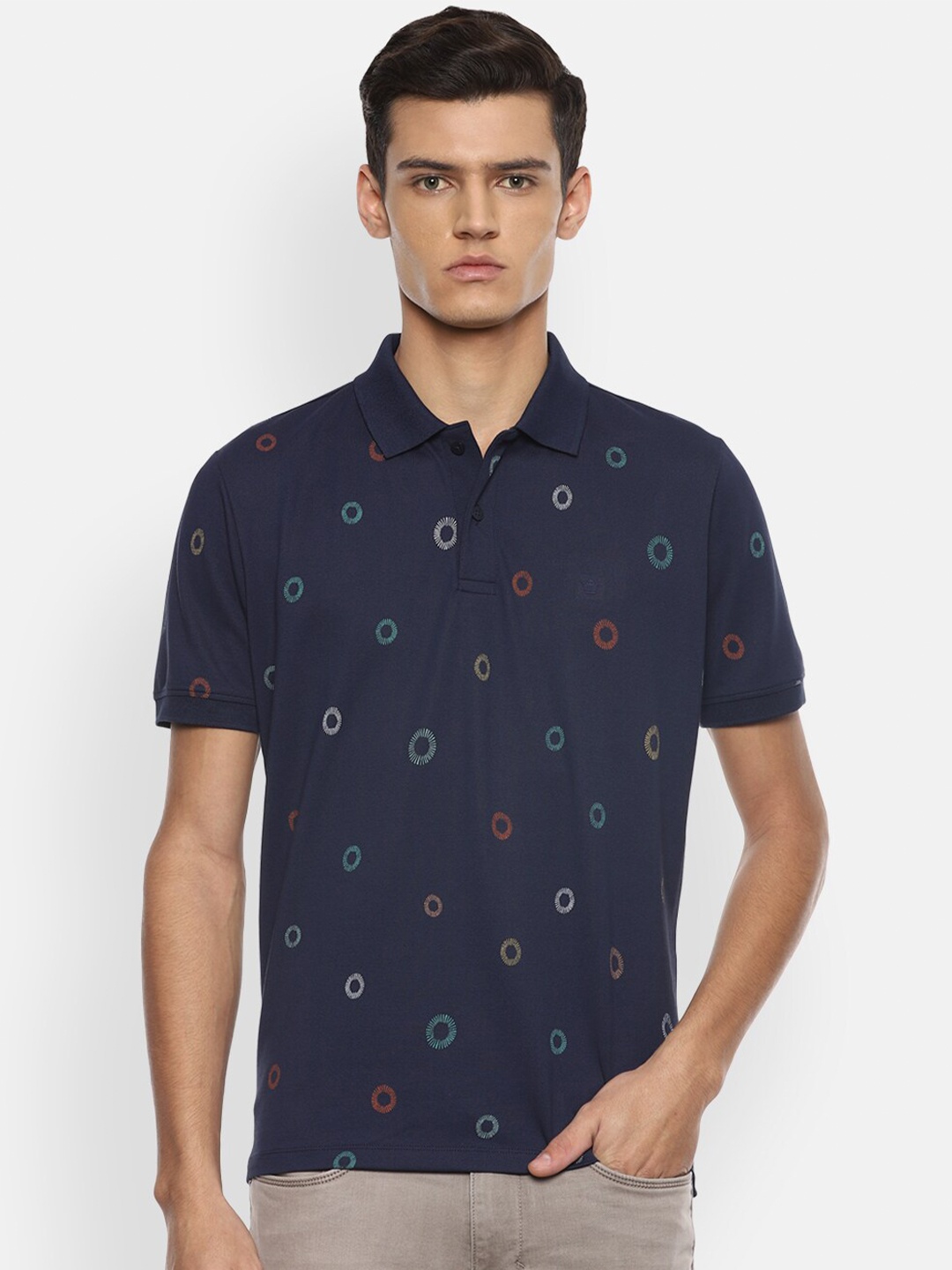 

Louis Philippe Sport Men Navy Blue Polo Collar T-shirt