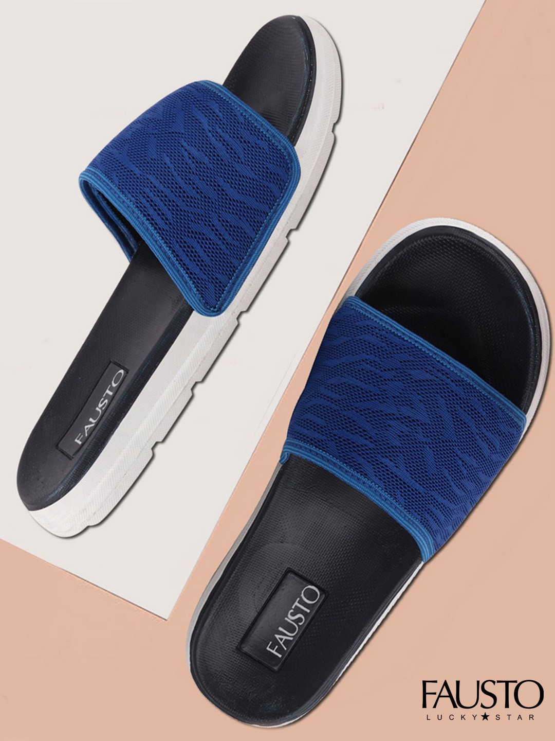 

FAUSTO Men Blue & Black Sliders