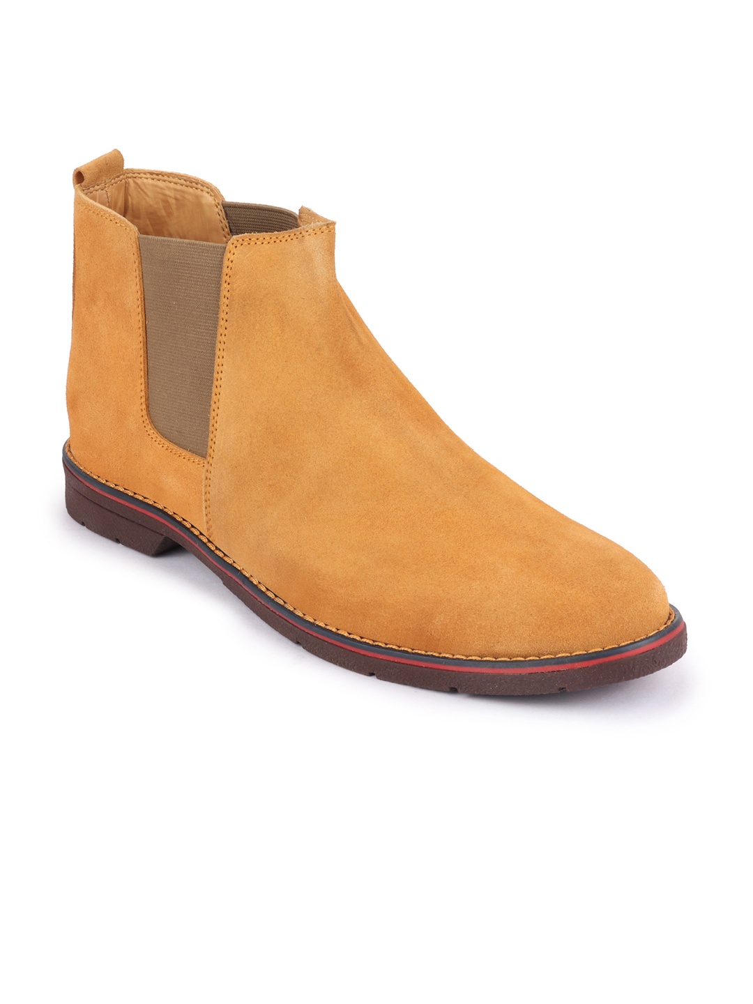 

FAUSTO Men Tan Brown Suede Flat Boots