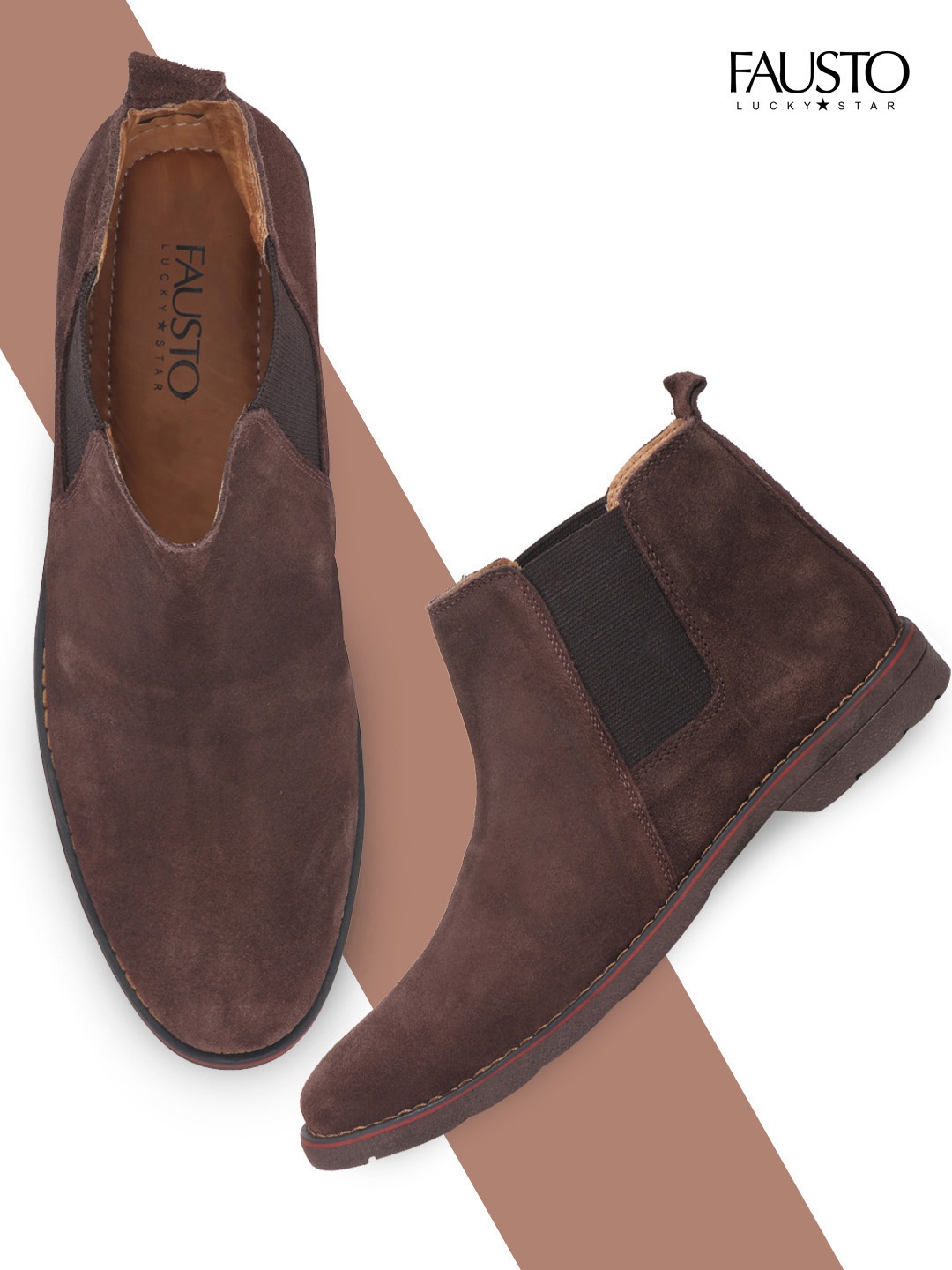 

FAUSTO Men Brown Suede Flat Boots