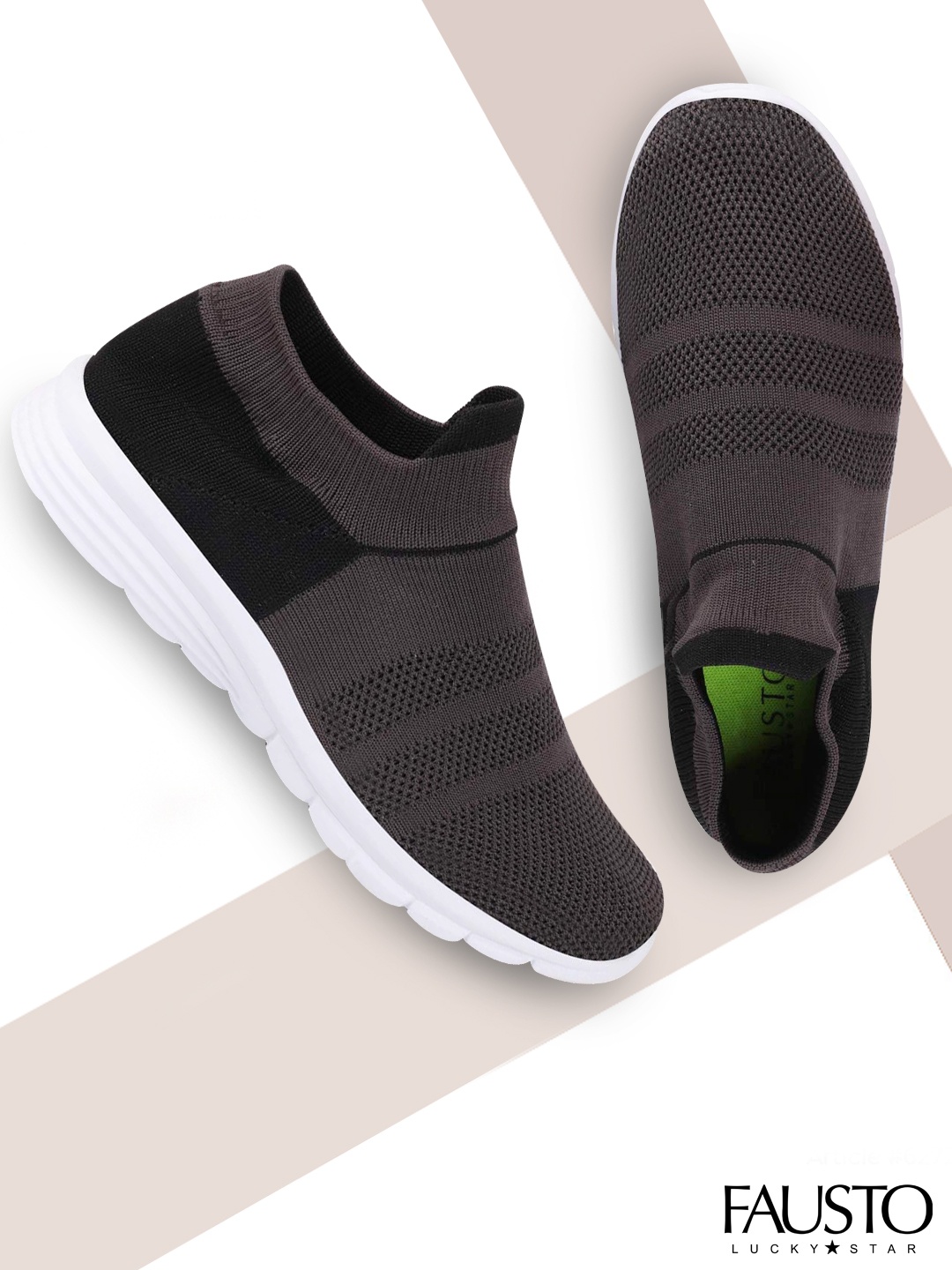 

FAUSTO Men Charcoal Grey Mesh Running Shoes