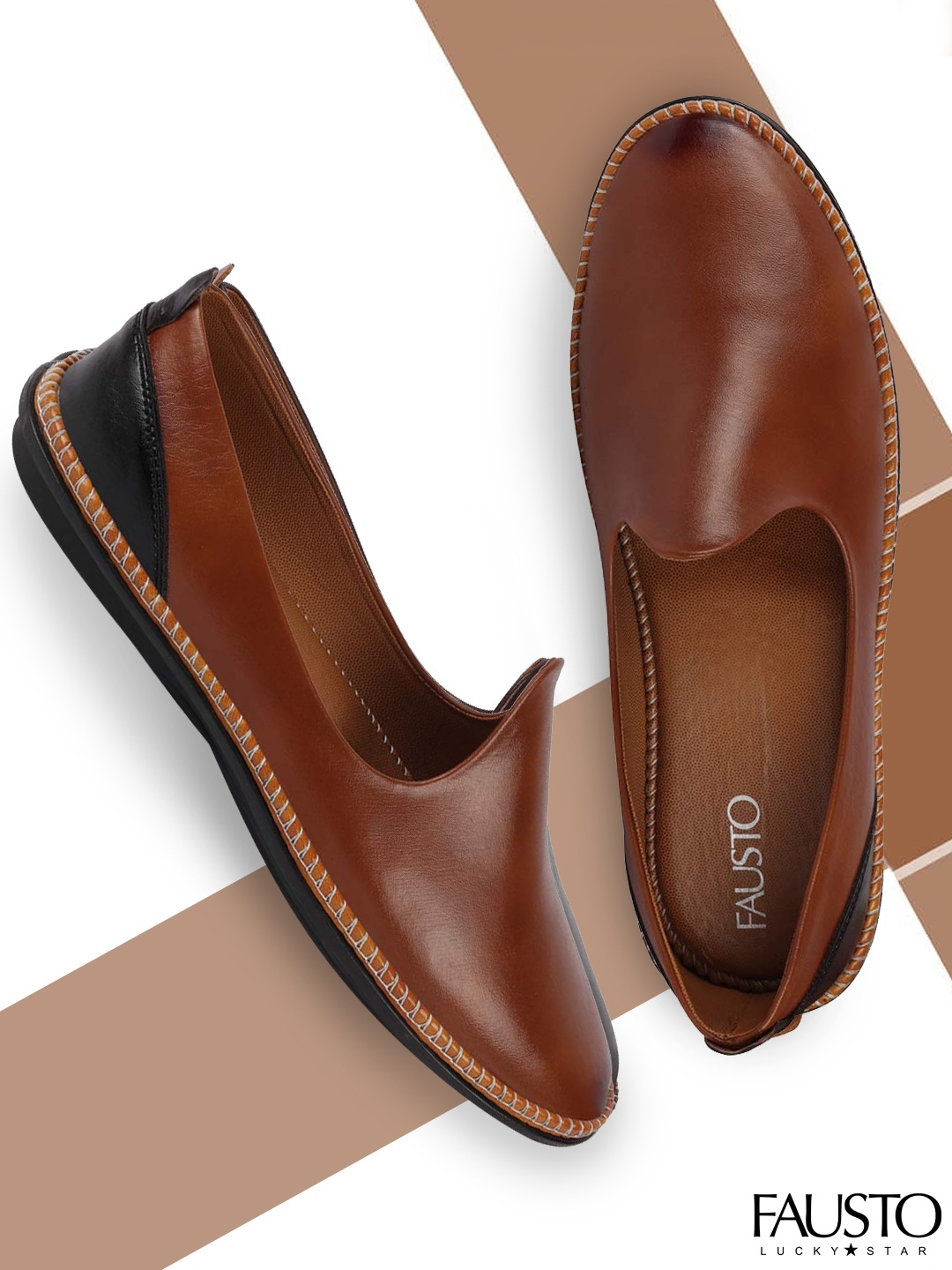 

FAUSTO Men Tan Brown Mojaris