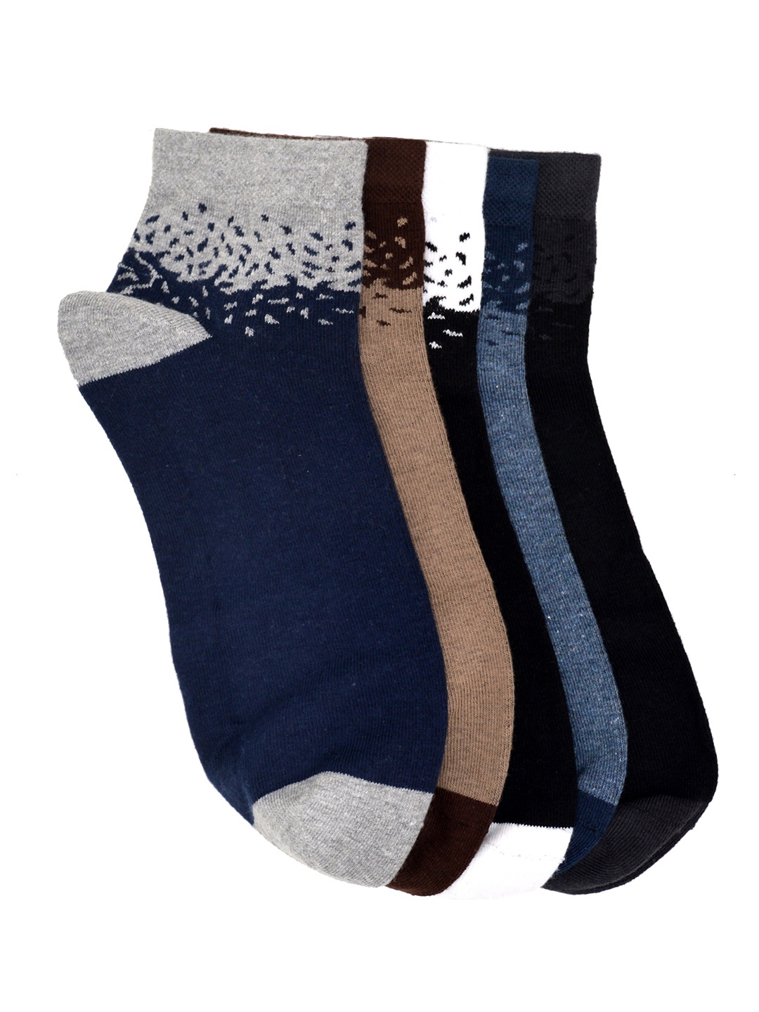 

MARC Unisex Set of 5 Ankle-Length Socks, Brown