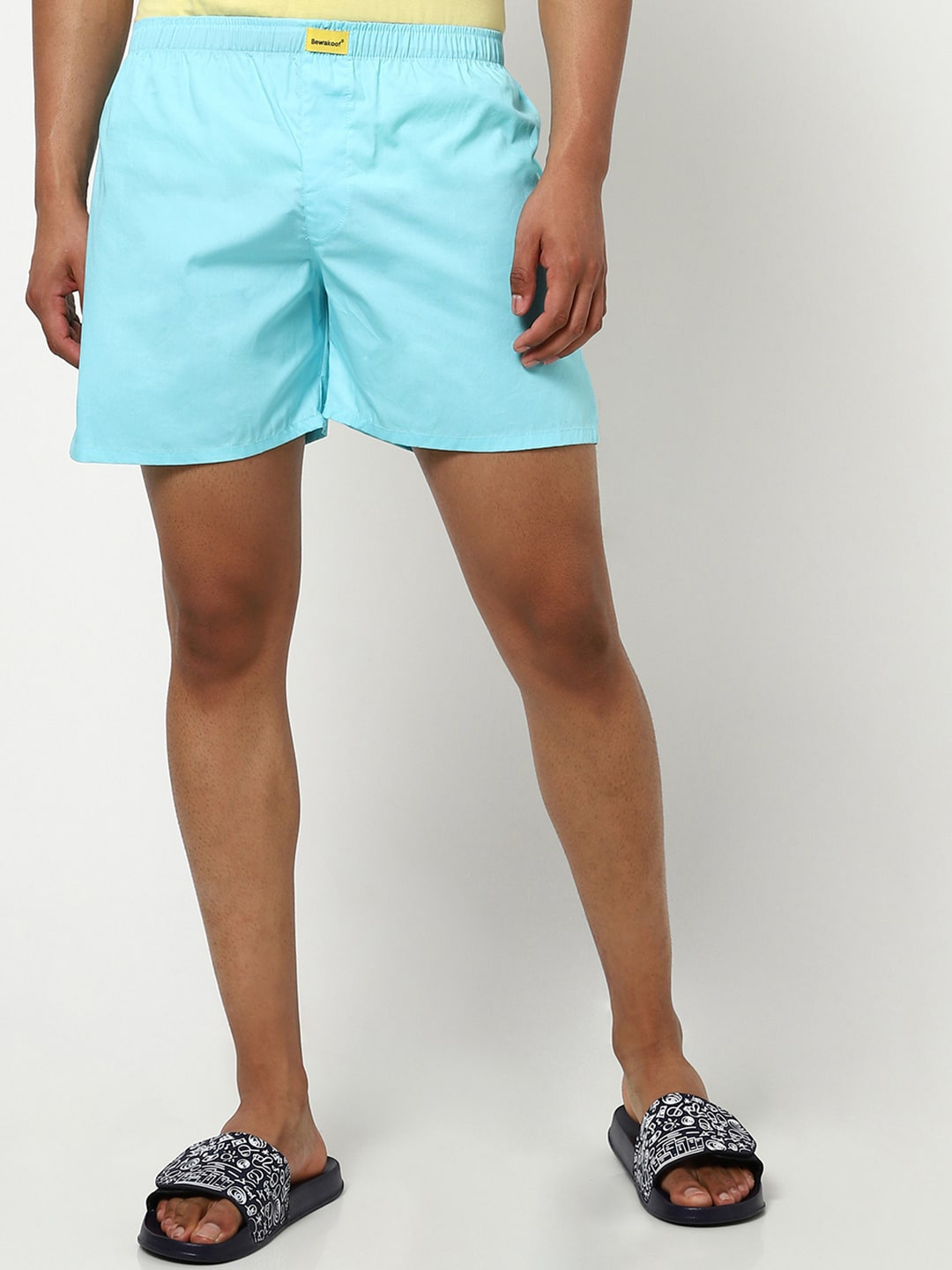 

Bewakoof Men Blue Solid Pure Cotton Boxers 233079