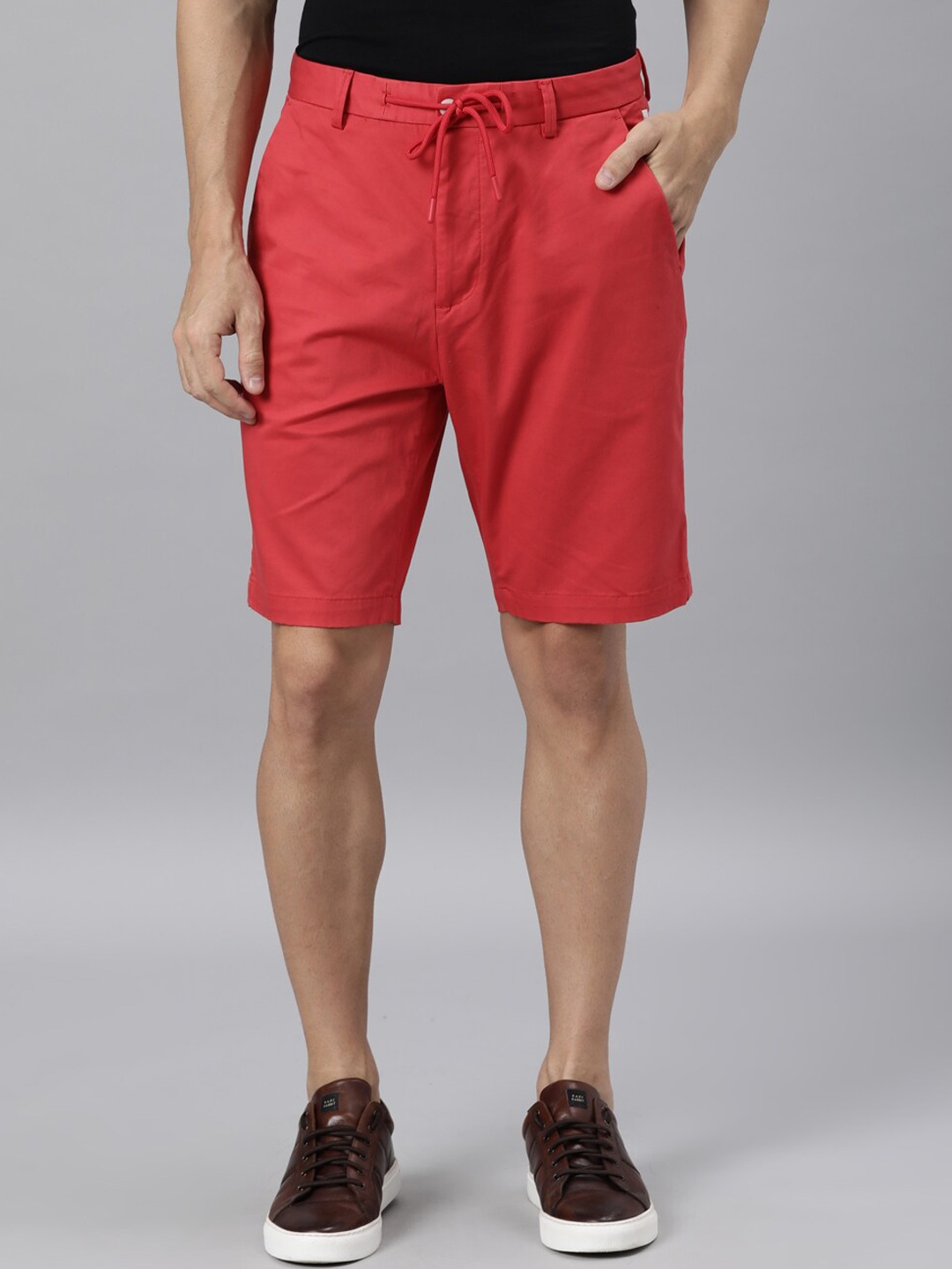 

RARE RABBIT Men Ran Slim Fit Cotton Shorts, Red
