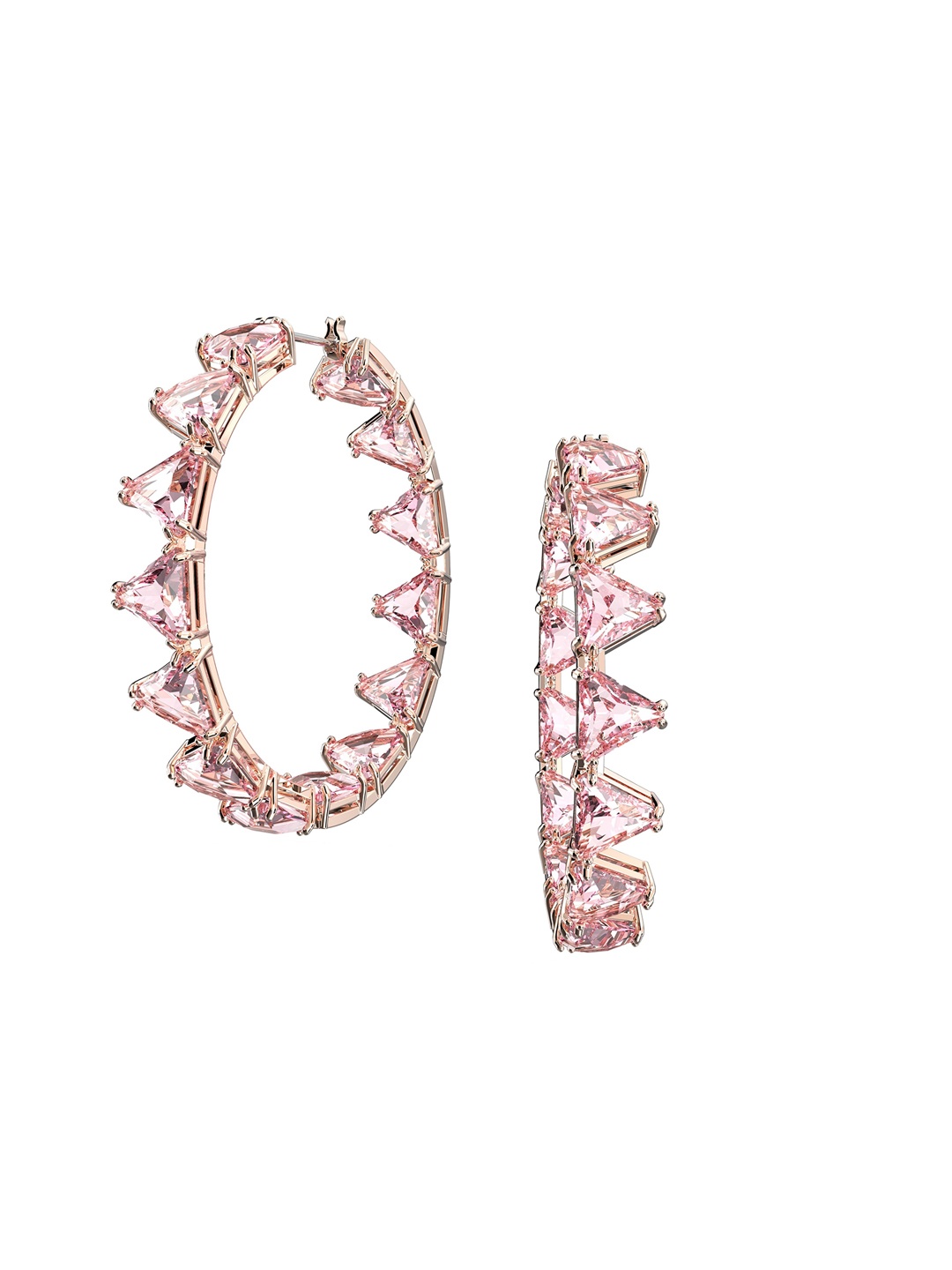 

SWAROVSKI Gold-Toned & Pink Circular Hoop Earrings