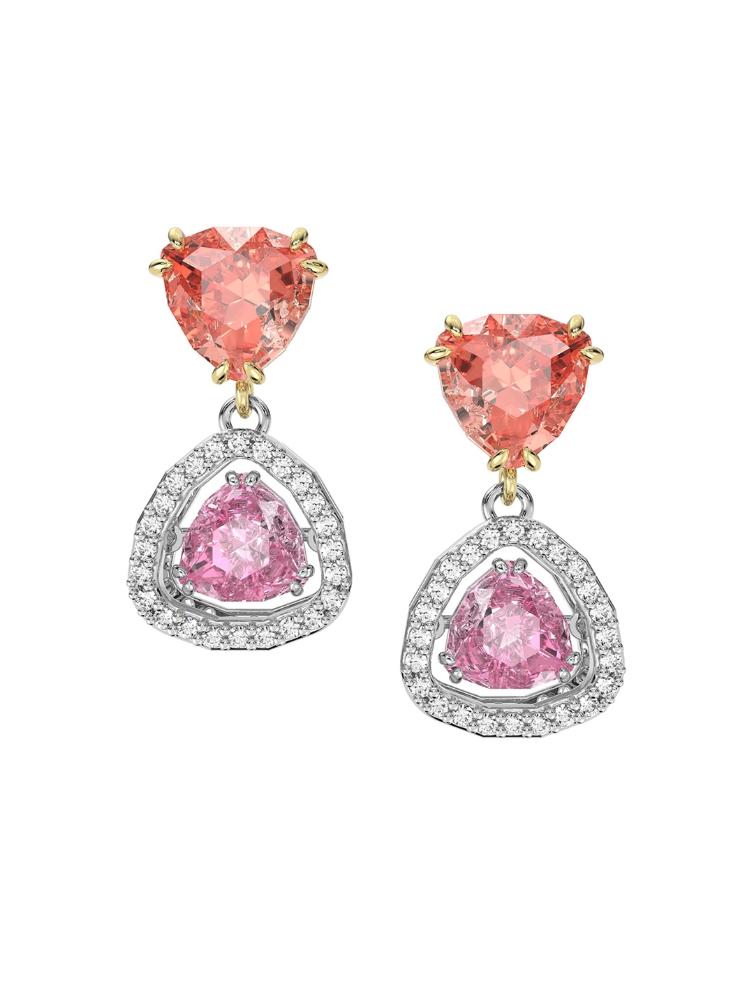 

SWAROVSKI Rose Gold Crystal Studded Triangular Studs Earrings