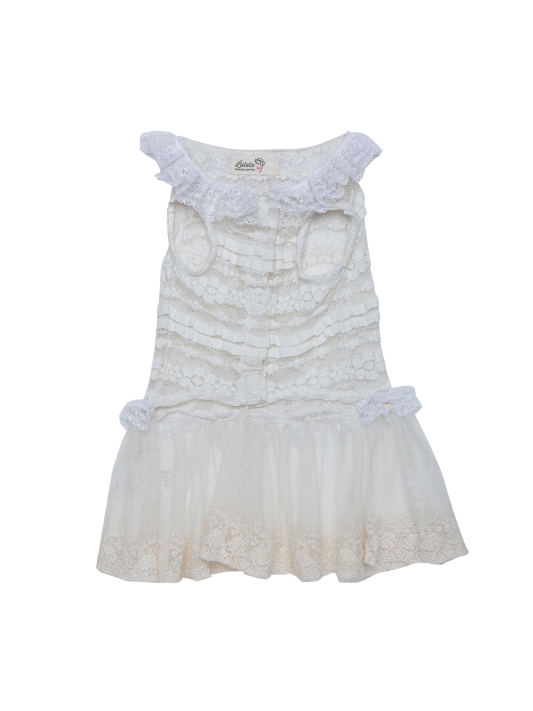 

Lulala White Dog Frill Frock