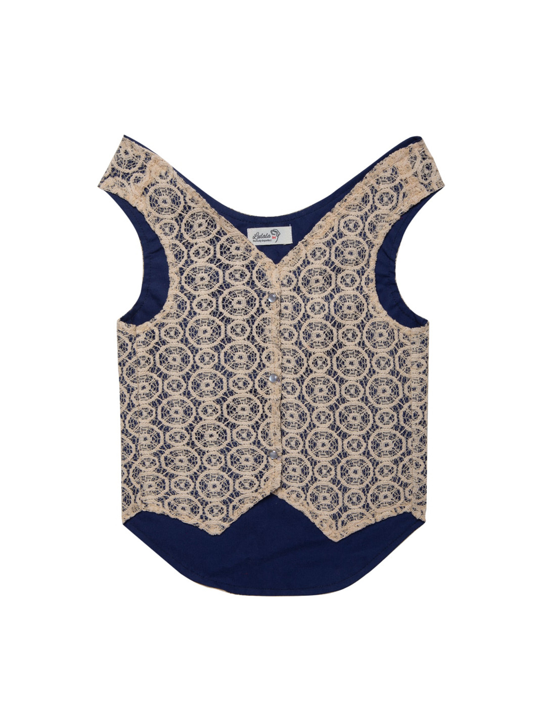 

Lulala Cream & Navy Blue Self Design Dog Summer Jacket - S