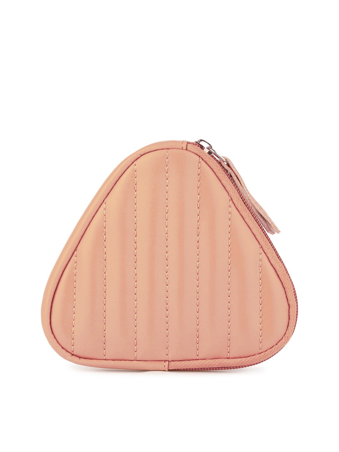 

KLEIO Women Quilted Triangular Coin Pouch, Peach