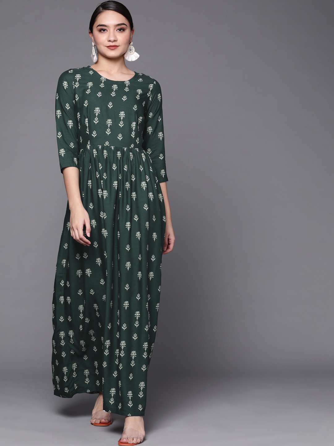 

Biba Women Green Ethnic Motifs Print Ethnic Maxi Dress